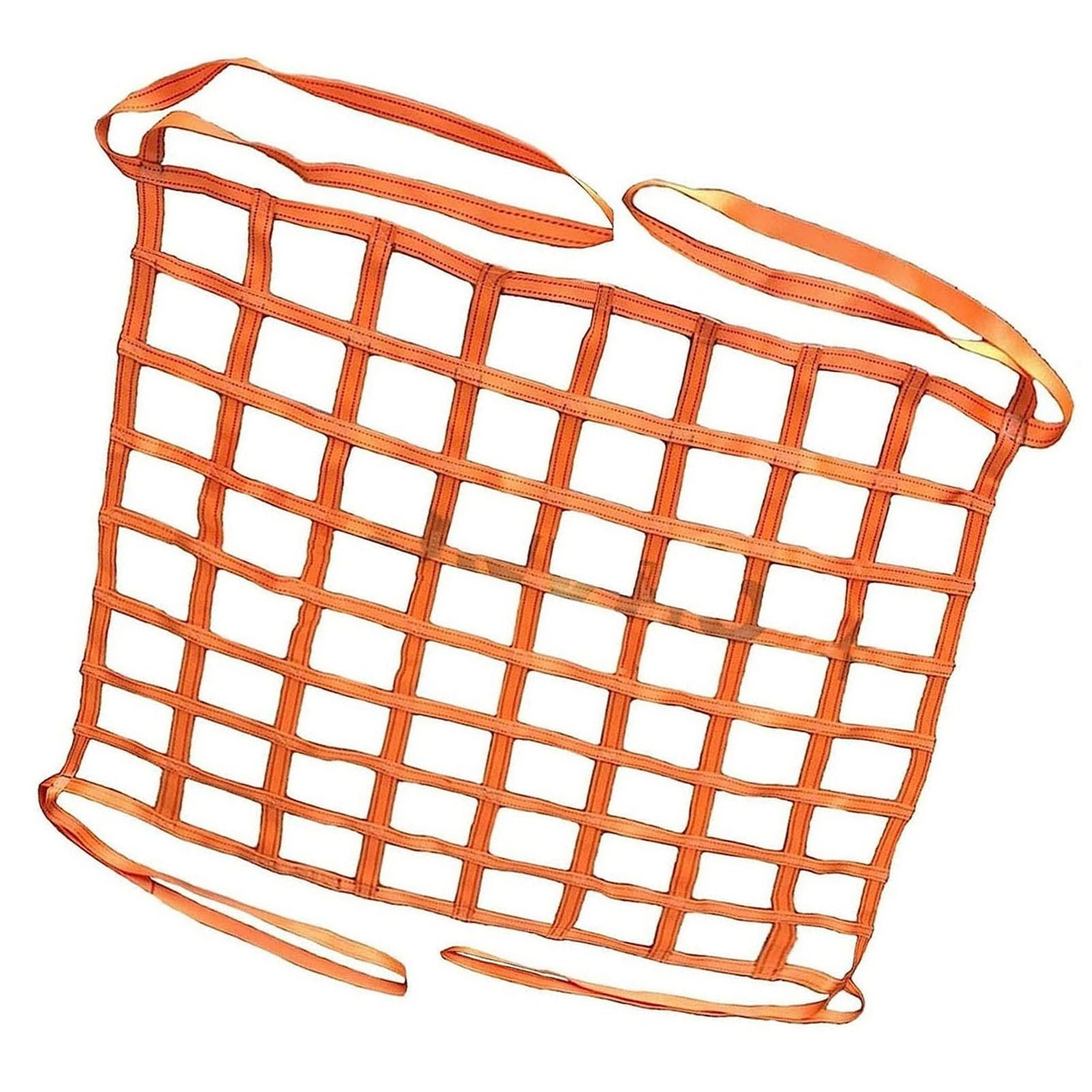 Veiligheidsheffingsnet riemen - Bungee vrachtnet, vrachtheffingsnet, polyester hijsnetten, vrachtheftas, vrachtwagenbed vrachtnet, materiaalbehandelingsbanden, belasting 0,3-3,5 ton, oranje (maat: 1 x