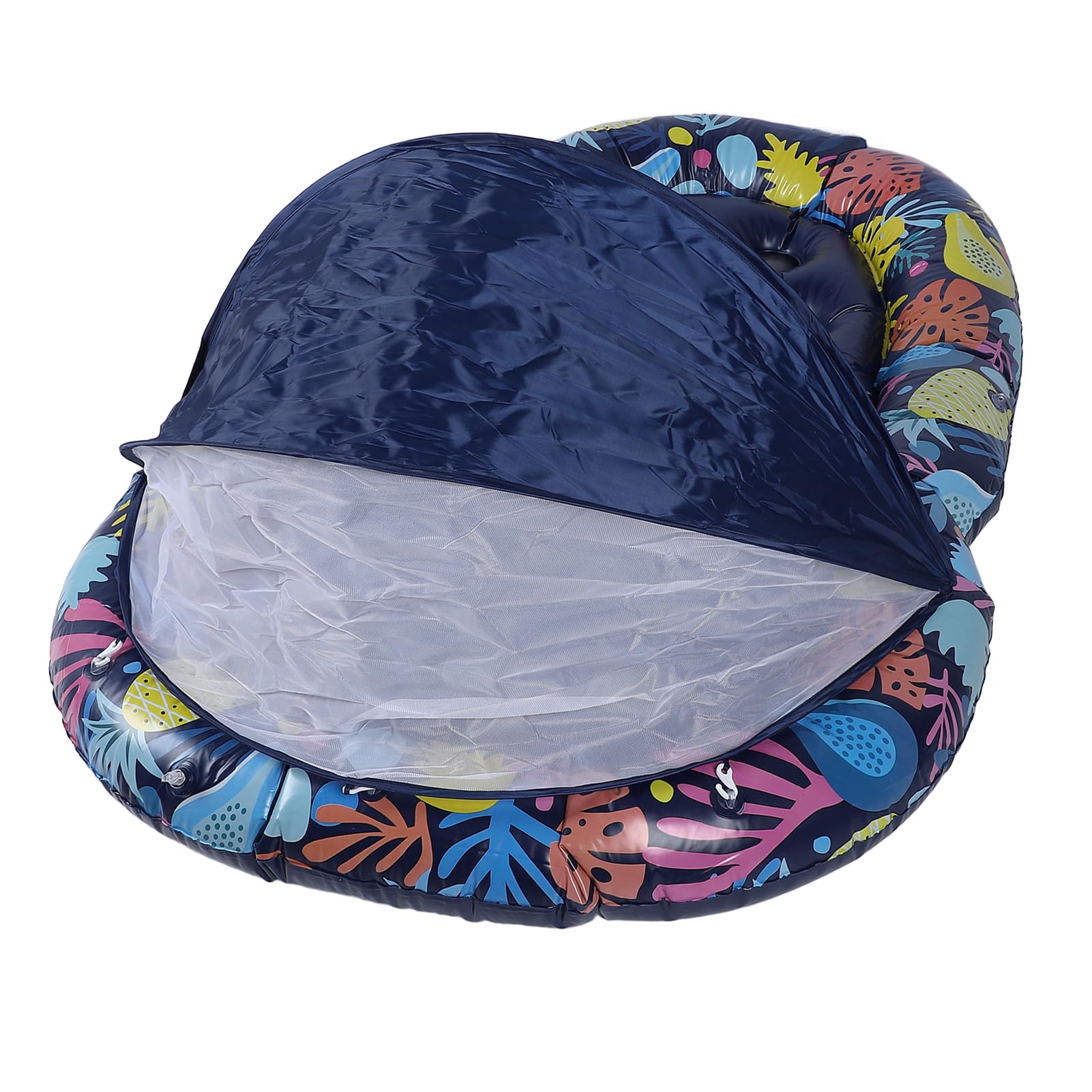 Tumbona Flotante para Piscina 3 en 1 con toldo Desmontable y portavasos Flotador Inflable Grande para Piscina para Adultos Fiesta en el Lago en la Playa Material de PVC 72,83 x