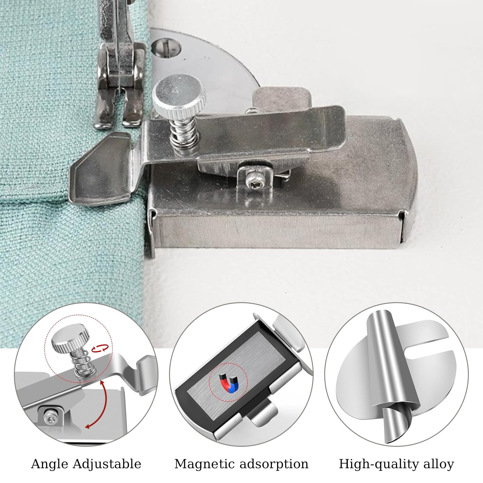 2 pezzi Guida di cucitura per macchina da cucire con scala, guida di cucitura magnetica per macchina da cucire, calibro magnetico poligonale forte, attacco universale per forniture per cucire (rosa