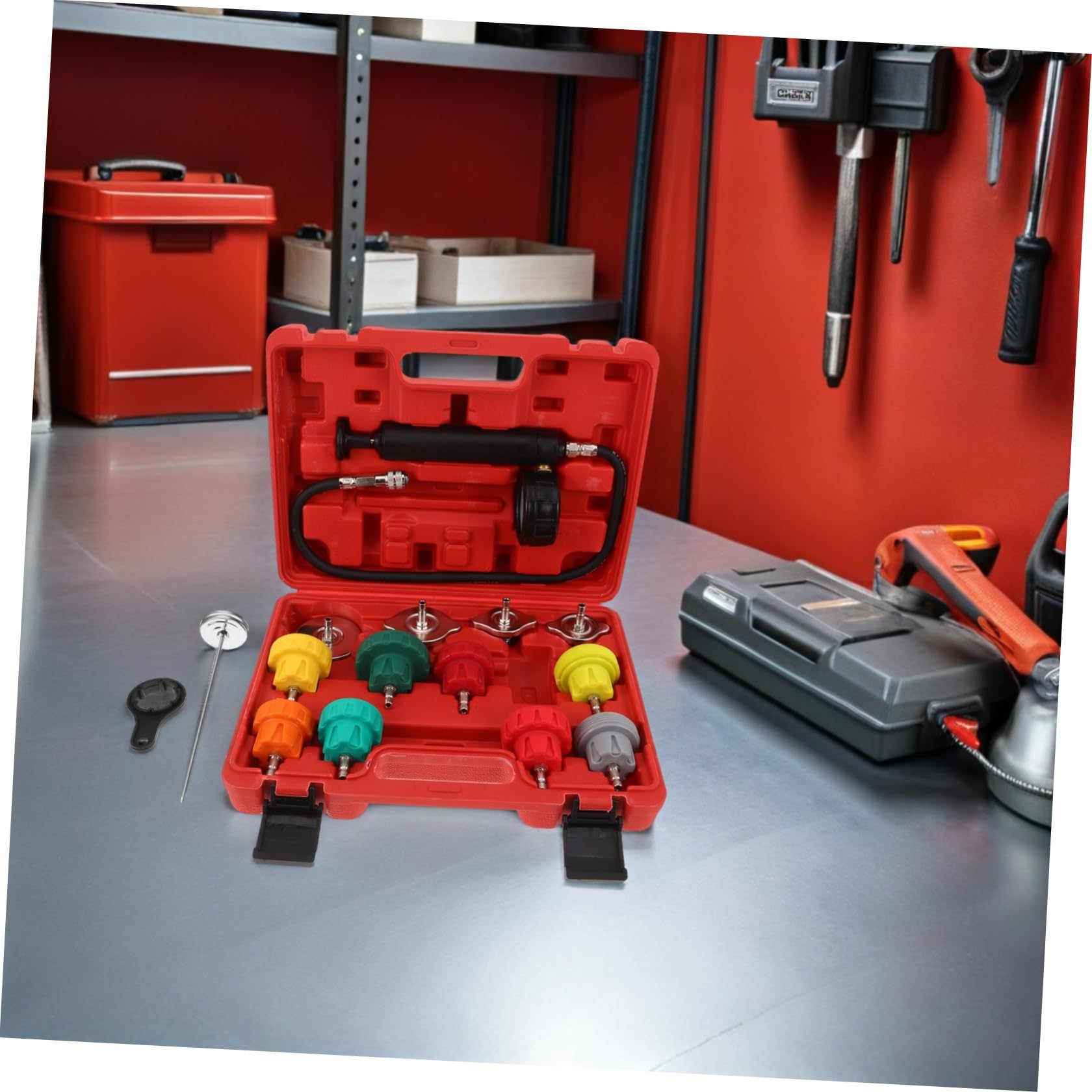 Operitacx Kit Tester Pressione Radiatore Affidabilità Termine in Metallo e Plastico per di Raffreddamento Auto, per Appassionati e Professionisti