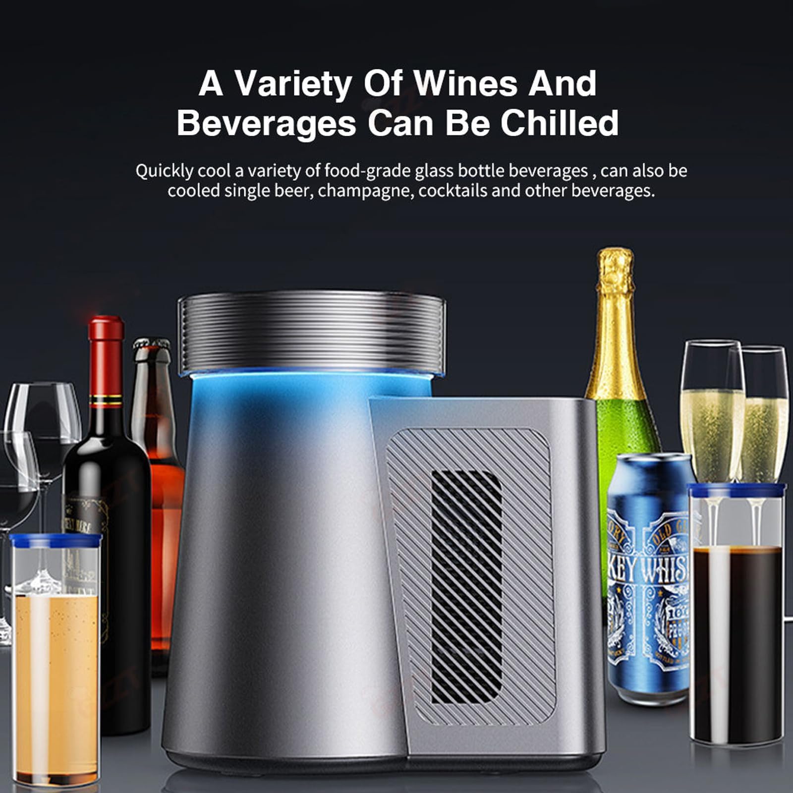 Elektrischer Wein- & Champagnerkühler - Tragbarer Flaschenkühler 0-20°C Einstellbar mit LED-Anzeige für 750ml Flaschen, Perfekt für Partys
