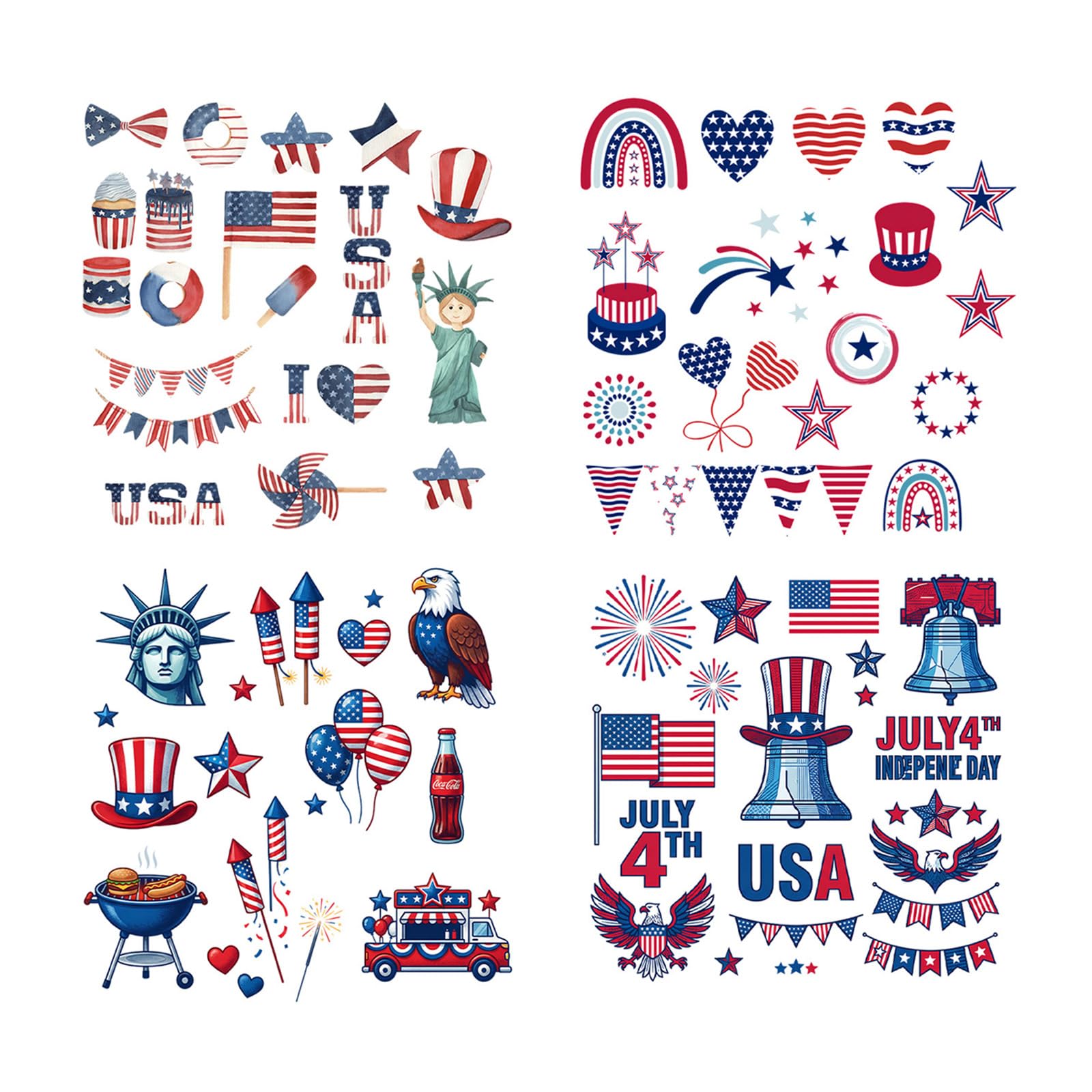 PANGBOER 10Pcs Patriotic Statics Window Decal Easy to Apply and Remove Statics Cling Film Perfect for Glass Door and Glasses Multiple Size Window Sticker Set