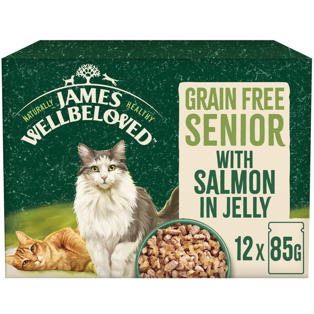 James Wellbeloved Grain Free Adult Cat Food with Salmon in Jelly Pouch 12 x 85g