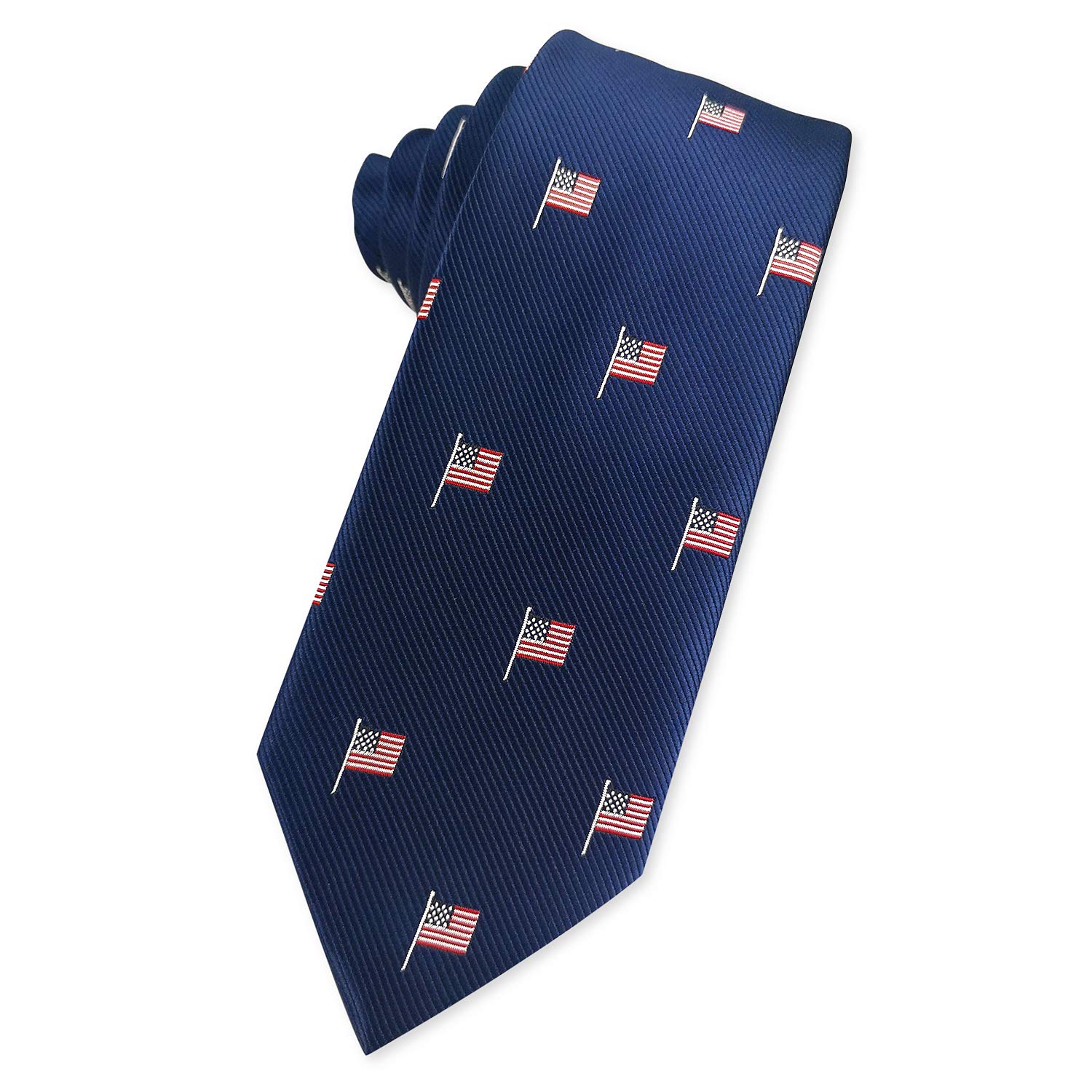 KOOELLE Men's American Flag Necktie Striped Patriotic Tie