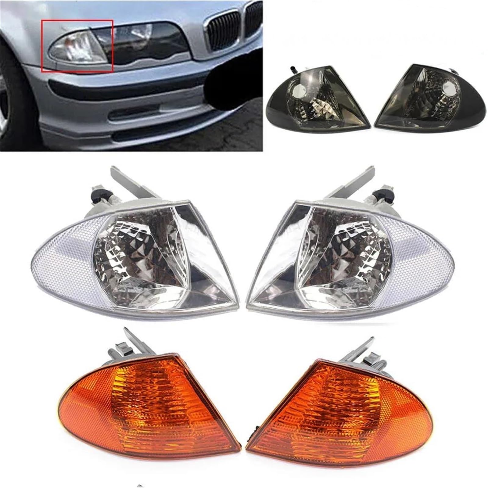 Genérico Faro Antiniebla Luz De Señal Giro Para Serie 3 E46 Sedá Carcasa Antiniebla Intermitente Sin Bombilla Faro Delantero LámPara Esquina Coche Luz Antiniebla Delantera