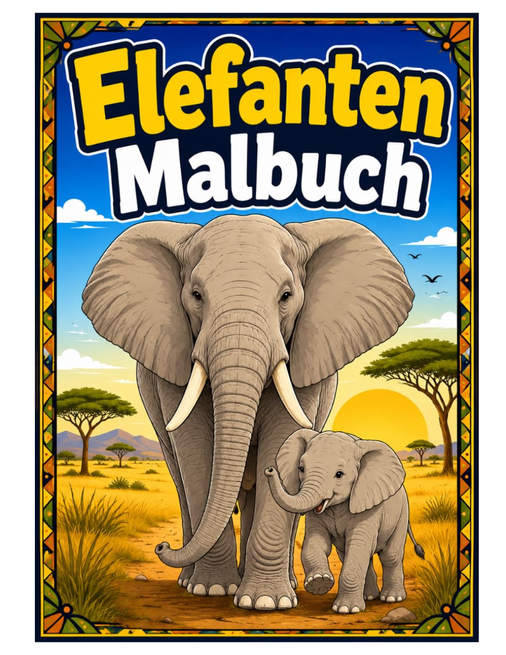Elefanten Malbuch: Majestätische Elefanten und beeindruckende Safari-Szenen zum Ausmalen für Kinder und Erwachsene