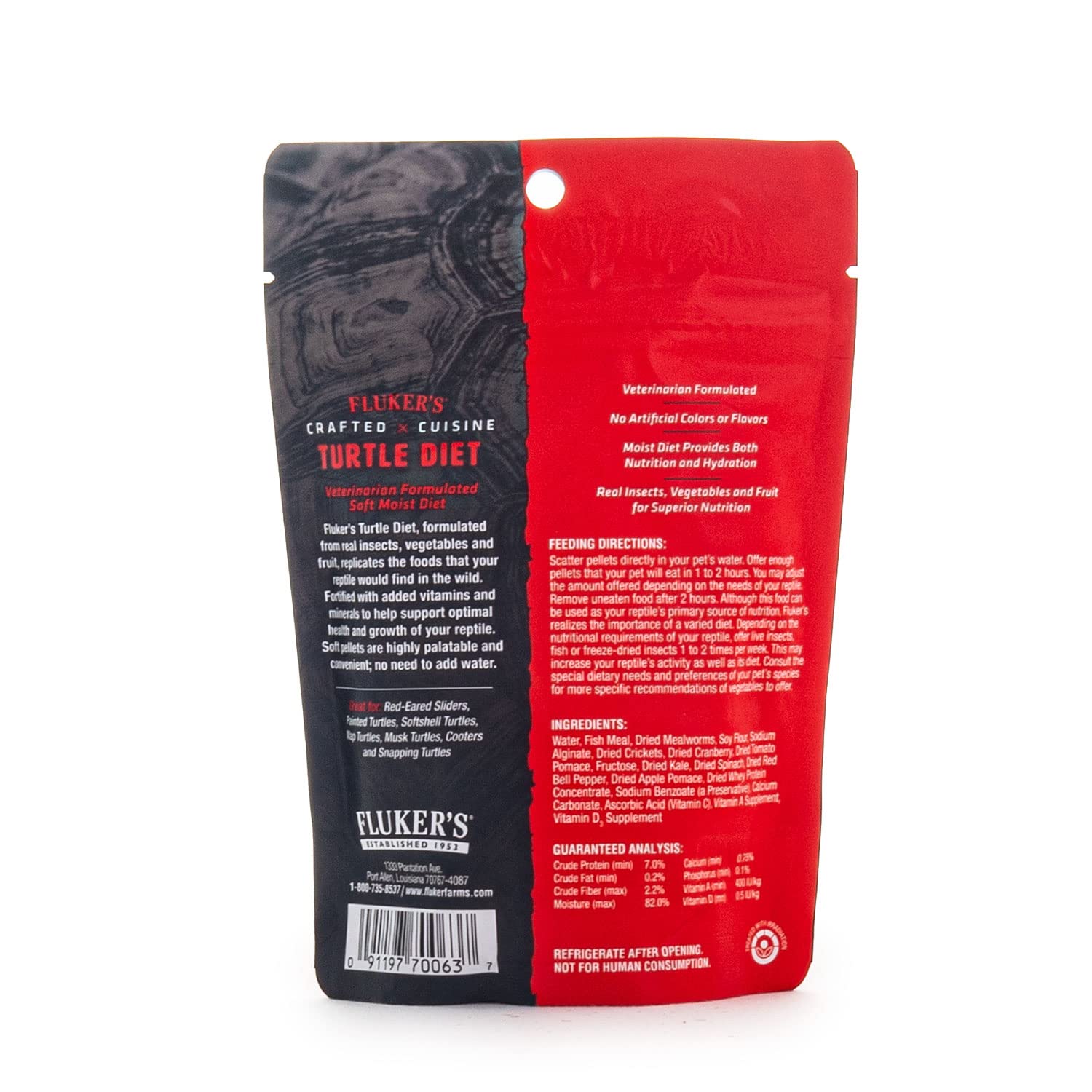 Fluker's Crafted Cuisine Diet, alimento para Tortugas acuáticas, Hecho con grillos, Gusanos de la harina, Frutas y Verduras Reales, 6.75 onzas