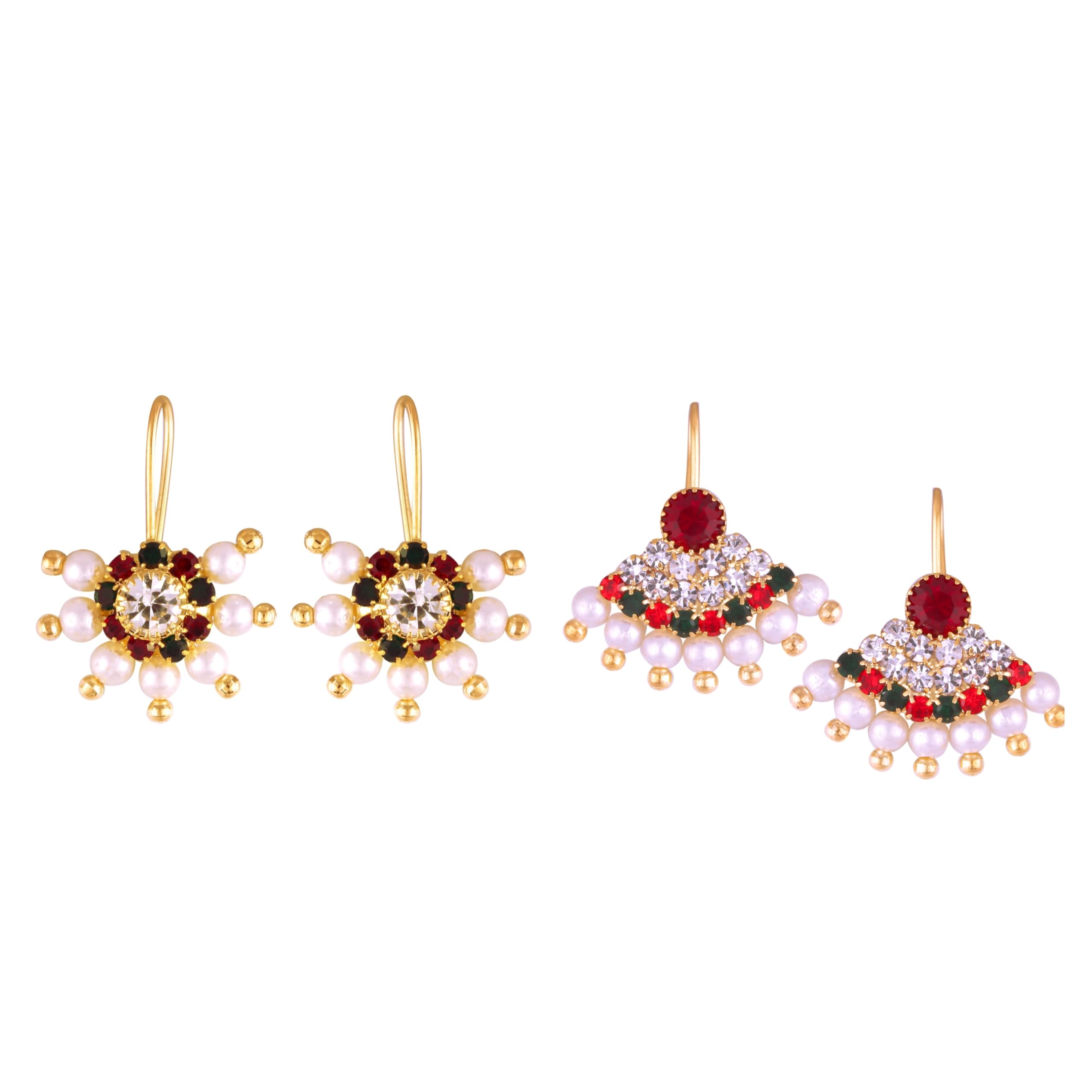 Vivastri Elite & Unique Bugadi Combo With CZ Stone Beaded Colourfull Bugadi Earrings For Women & Girls-image-44