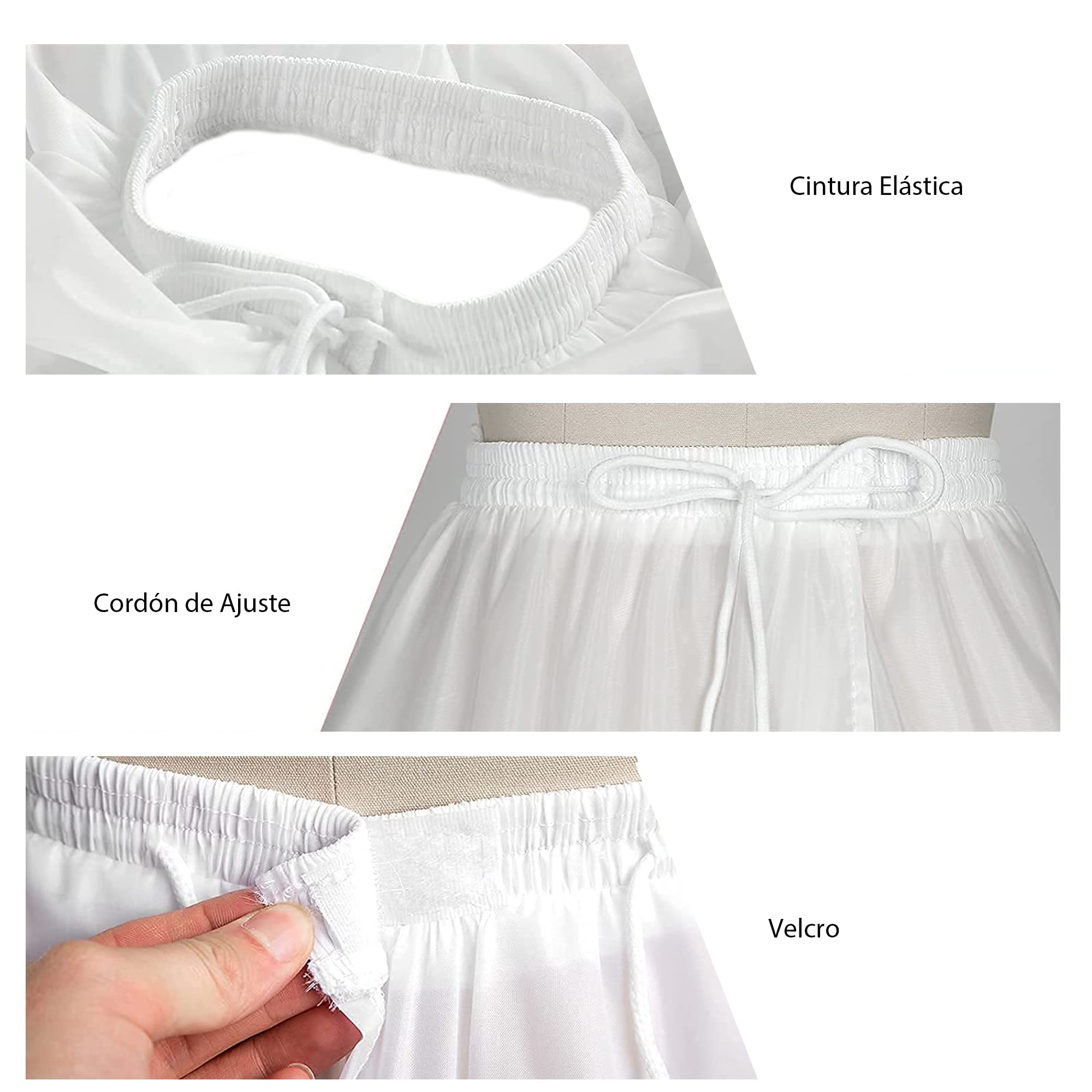 Cancan niña comunión, Can can para dar volumen a vestidos de mujer, Rockabilly Enagua de crinolina vestido novia bodas falda fallera Miriñaque para vestidos época y lolita (BLANCO ADOLESCENTE/ADULTO)