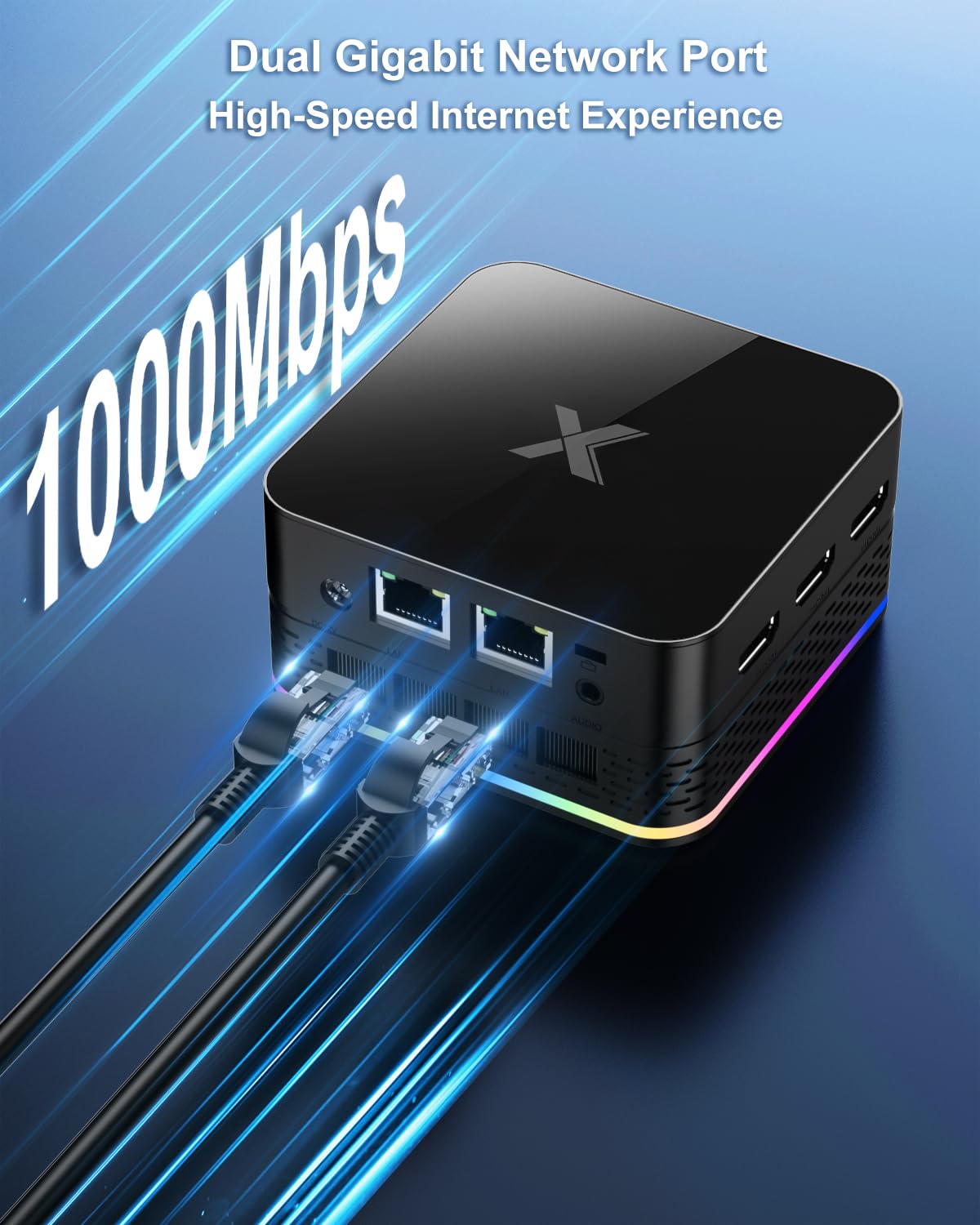 Mini PC 16 GB RAM 512 GB ROM LPDDR5 12th Gen Alder Lake N95 (fino a 3,4 GHz), Dual RJ45 Gigabit Ethernet 4K Supporto 3 Schermo Display simultaneo, Impostazione BIOS Auto Power