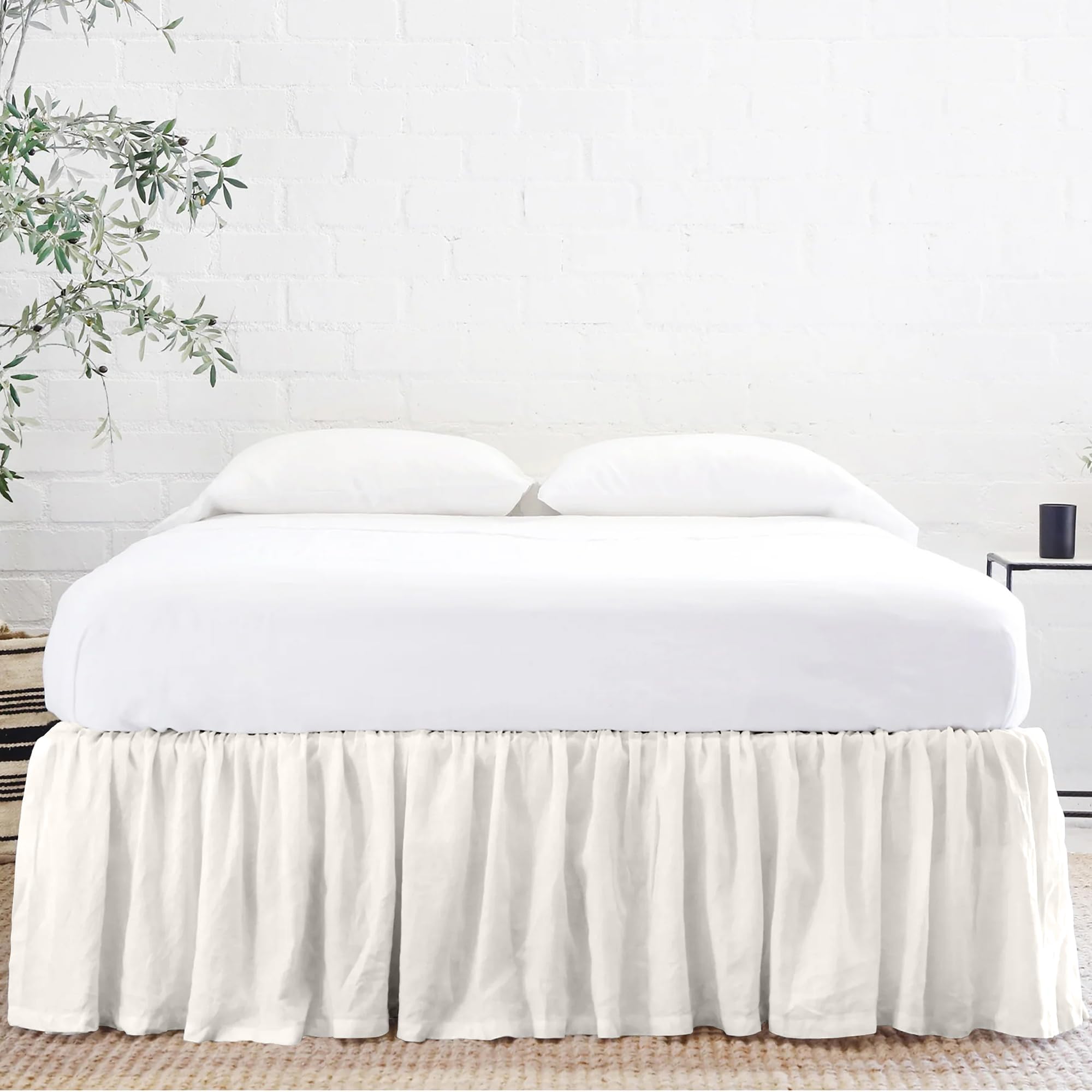 Bed Skirt King Size 18 Inch Drop | Solid Pattern Microfiber Easyfit | Tailored Wrinkle Fade Resistance Soft Fabric Stylish Design Bed Frame Legs Cover- (White, 76 * 80 in)-picture-29