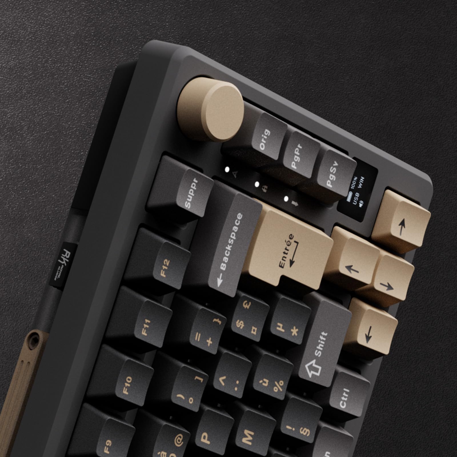 RK ROYAL KLUDGE M75 Clavier Mécanique sans Fil, Azerty BT5.0/2.4G/USB-C Compact 75% Clavier Gamer Mécanique avec écran Intelligent OLED et Bouton Rétroéclairage RVB, Interrupteur Rouge, Grey