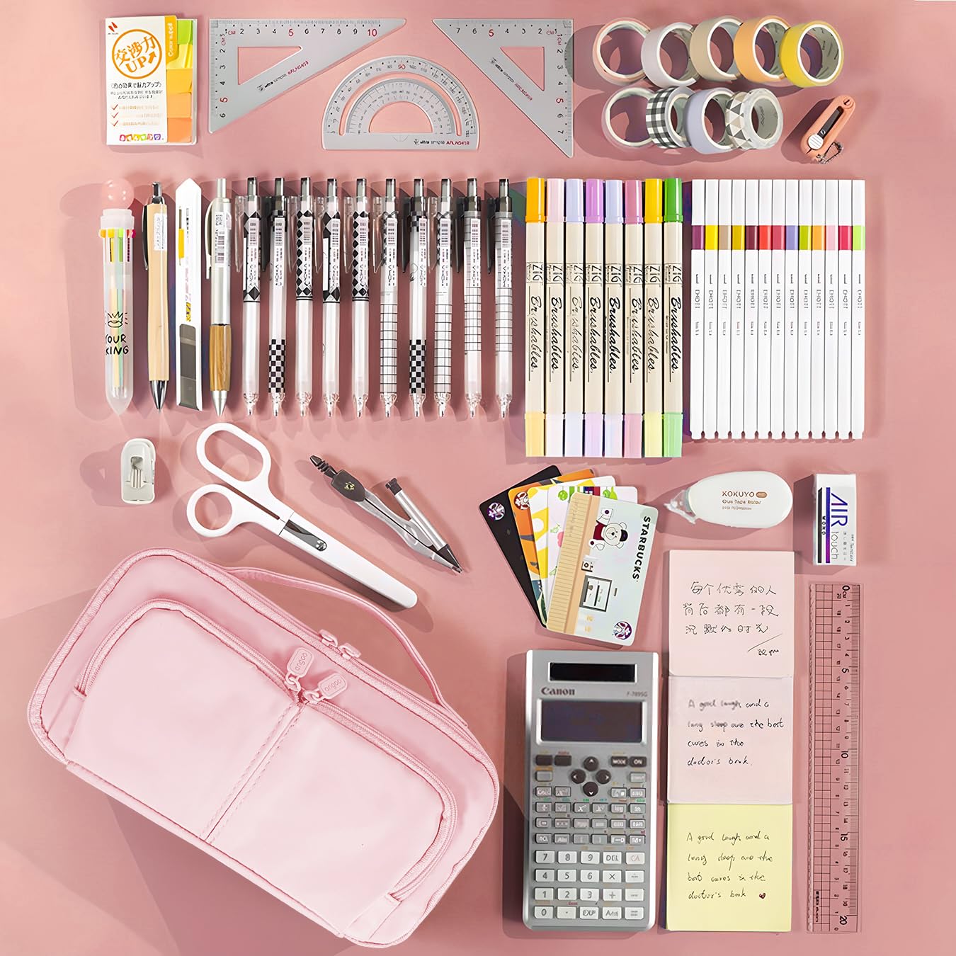 KORSEEN Pink Pencil Case Large Capacity Pencil Pouch Pen Bag with Handle, Portable Pencil Case Pencil Bags with Zipper Student Stationery Bag for Girls and Boys Teen Adults Men Women (Pink)