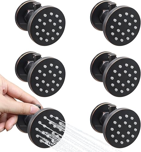 Miniatura 93 de Chorros de ducha cuadrados de oro cepillado con control de flujo y giratorio, chorros de masaje de agua ajustables de latón macizo, montaje en pared