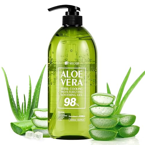 98% Gel de Aloe Vera - Gel calmante de aloe vera - 33.81 onzas líquidas - Alivio de quemaduras solares de gel de aloe vera - Gel de aloe vera para