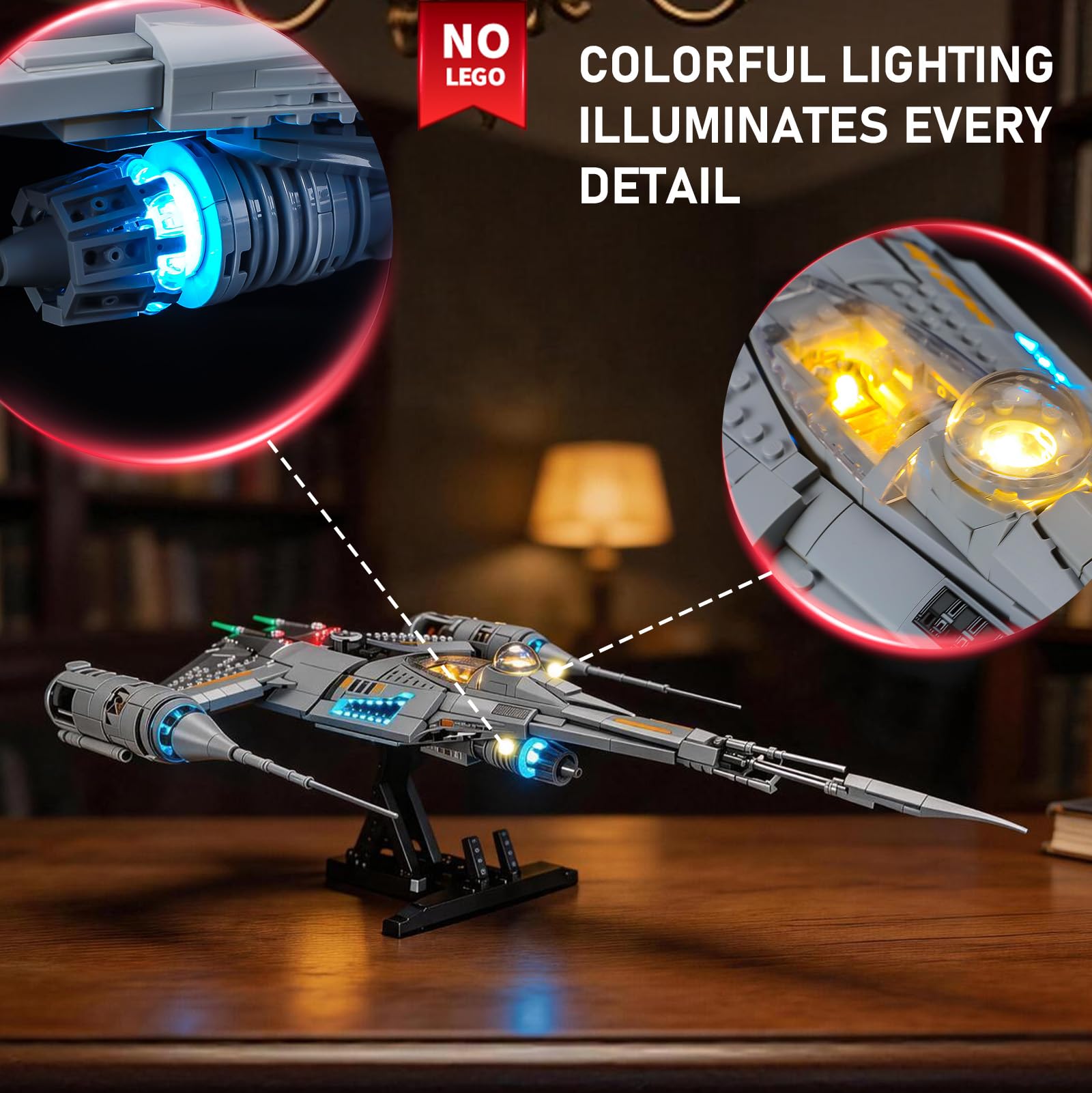 BRIKSMAX Illuminazione a LED per LEGO Star Wars N-1 Starfighter del Mandaloriano 75442, set di luci compatibili per mattoncini da costruzione, senza set Lego, luce decorativa di alta qualità per