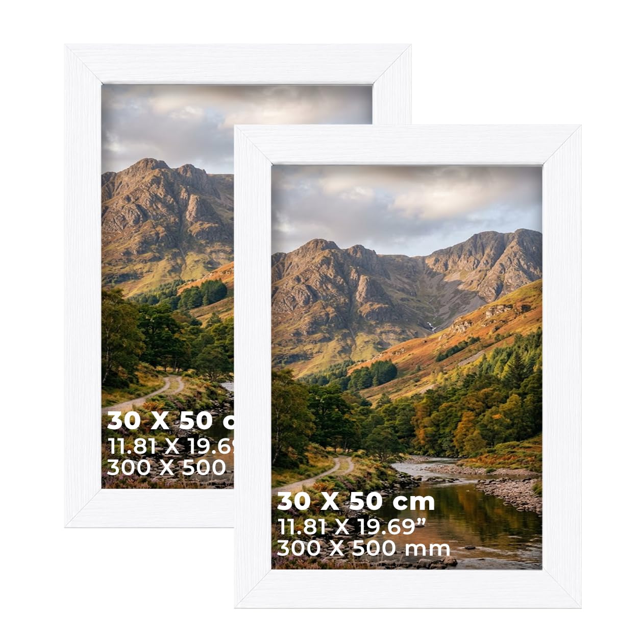 DECORO White 30X50 CM Pack of 2 Picture Frame with Plexiglass Front & Engineered Wood Construction, Wall Hanging Display for Photos, Posters, Prints & Artwork, Portrait or Landscape — image 1