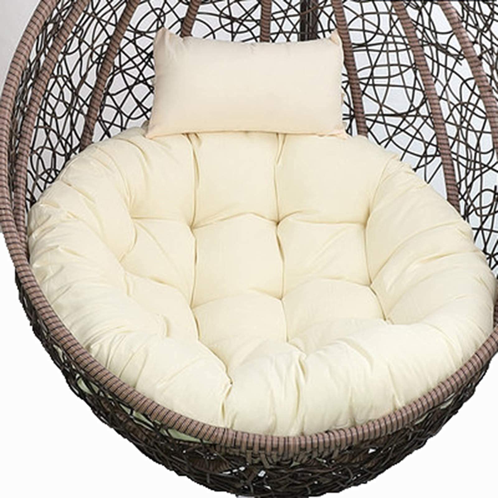 JY&WIN Egg Chair Cushion Only, Washable Hanging Egg Chair Cushion Replacement, Large Thick Hanging Rocking Chair Cushion, Indoor and Outdoor Garden Chair Mat for Beige MBVBN Chair