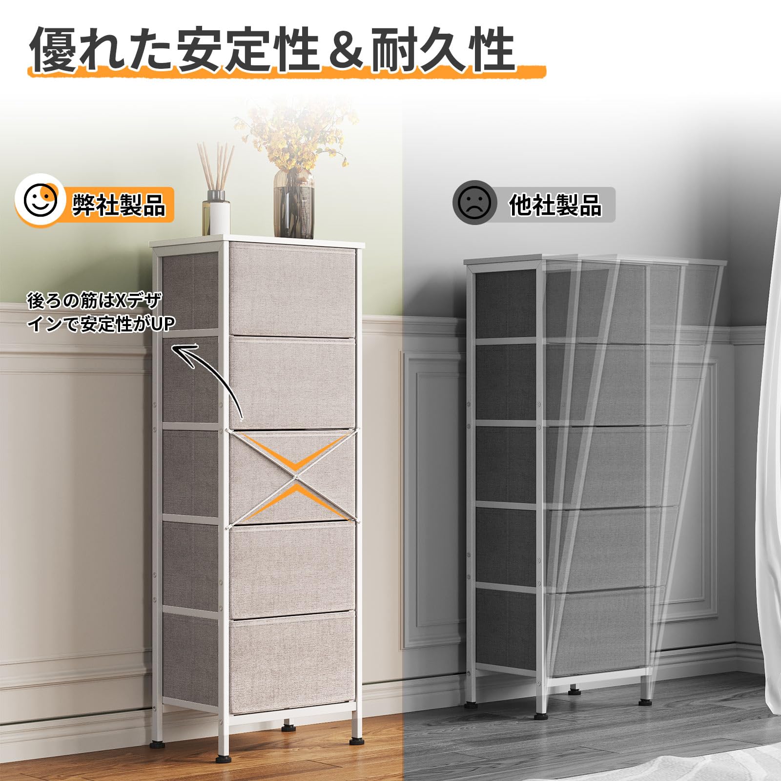 Amazon｜KKL チェスト タンス 収納ケース リビング収納 布製 引き出し