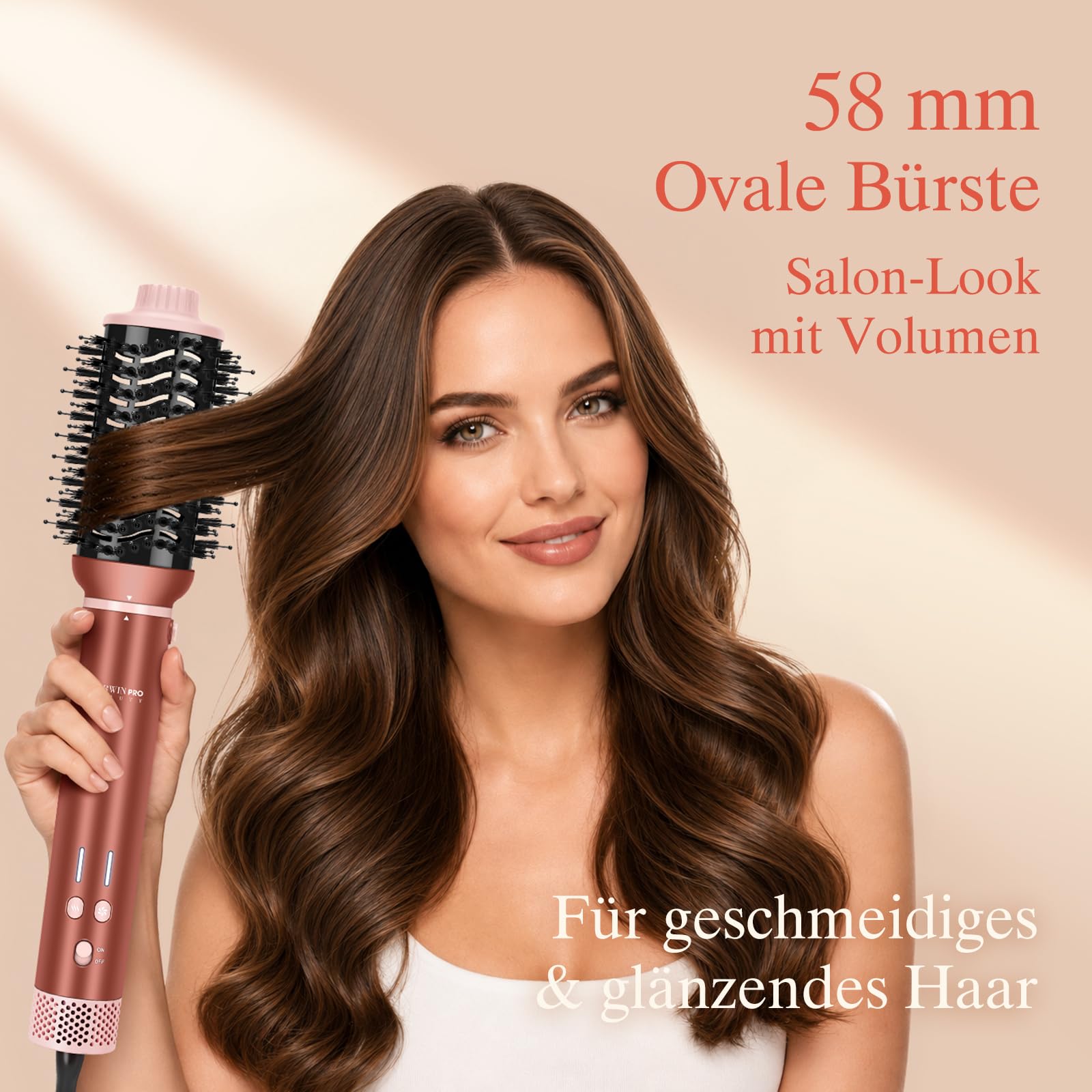 7 in 1 Airstyler, PARWIN PRO BEAUTY MaxAIR 2.0 Multi-Styler Set | Auto-Wrap, Geringere Hitzeschäden Glätteisen, 110000 U/Min Föhn, Volumenbürste, Glättender Finish-Aufsatz, Amber Silk