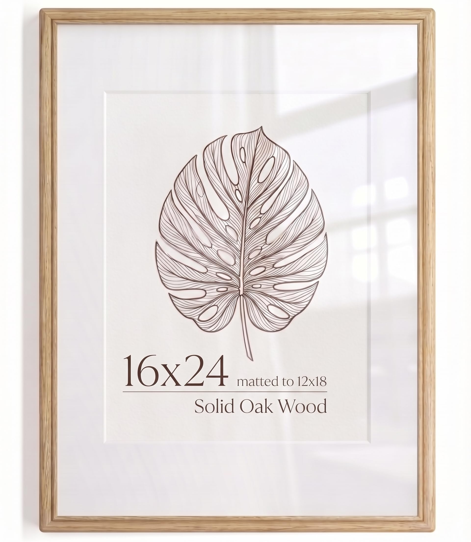 KovaScape Picture Frame, Solid Oak Wood Frame, Double Arc Round Corner Hand Craft Poster Frame, 16x24 Matted to 12x18, 16 by 24 Frame with HD Real Glass,Wall Display,Pack of 1 โ image 1