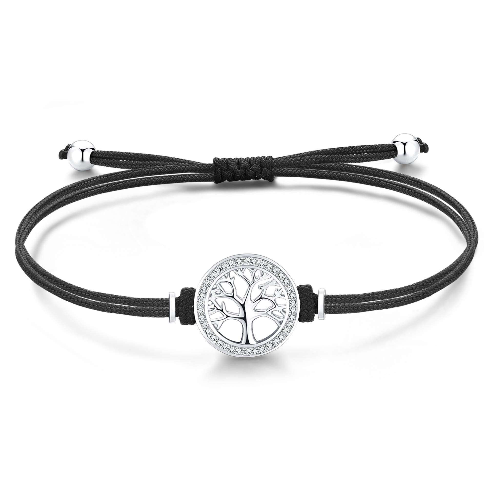 Jrêveinfini Árbol de la Vida Pulsera Mujer Plata de Ley 925 con Caja de Regalo, Regalo Navidad Cumpleaños Mujer Niña, Ajustable 16+3cm