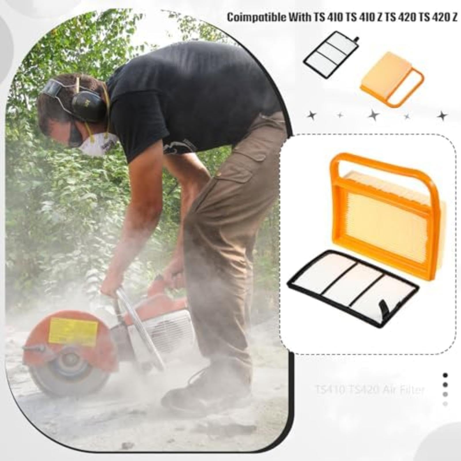 Per filtro per dell'aria Ts410 Ts420 da 8 pezzi con pre-filtro, per sega da taglio per calcestruzzo TS410z TS420z Ts480 TS500i parte del filtro dell'attrezzo da giardino