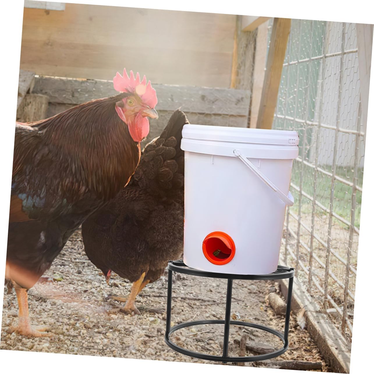 BESPORTBLE 2pcs Heavy-Duty Metal Chicken Waterer and Feeder Stand Coop Holder for Integrated Poultry Feeders Easy to Assemble and Clean Stable Support for Outdoor Use