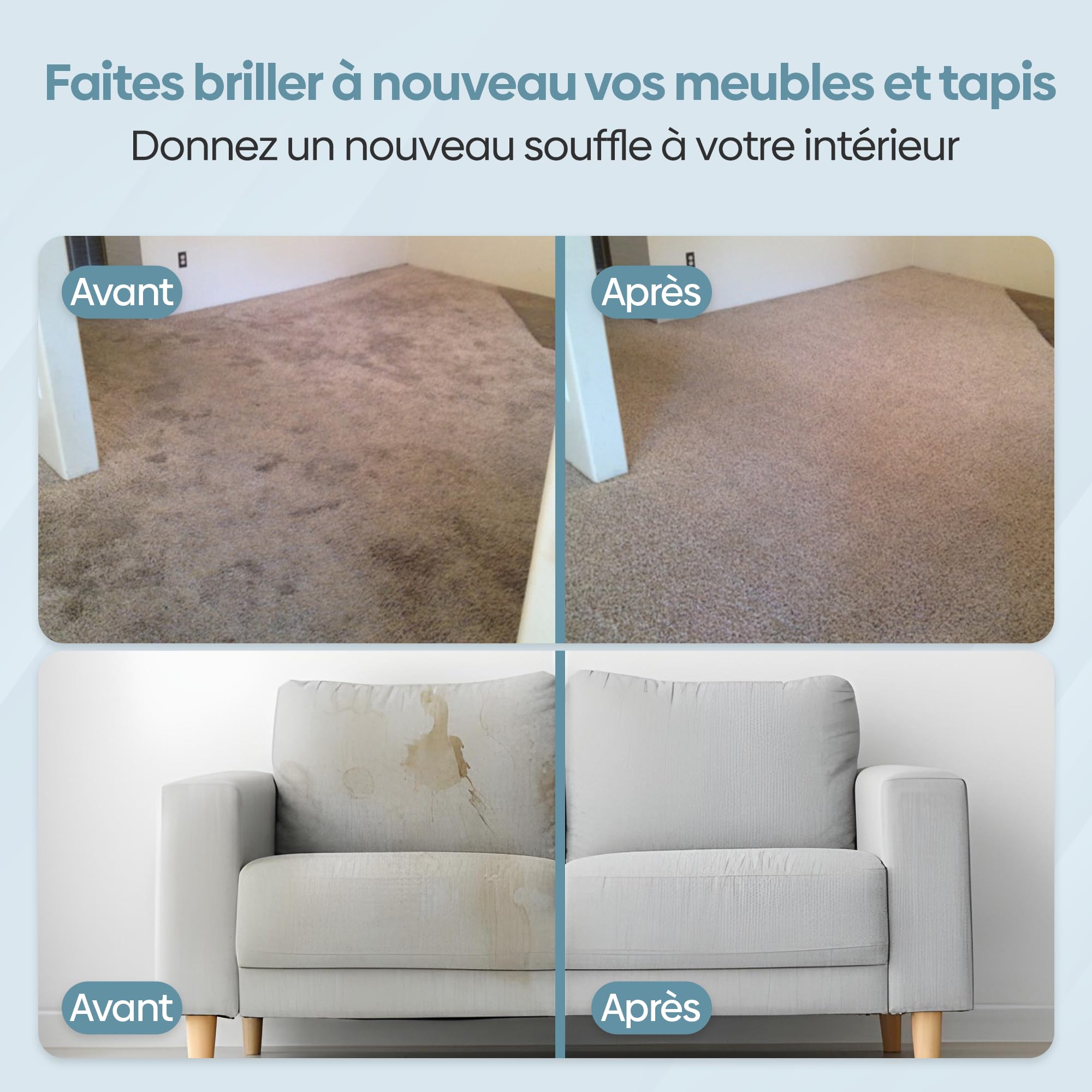 Olvy Nettoyeur de Tapis – Puissant Détacheur 17.000 PA avec Tuyau de 1,6m, Câble de 4m, Fonction d’Auto-Nettoyage & 500ml de Solution de Nettoyage – Tapis, Canapé, Matelas & Voiture