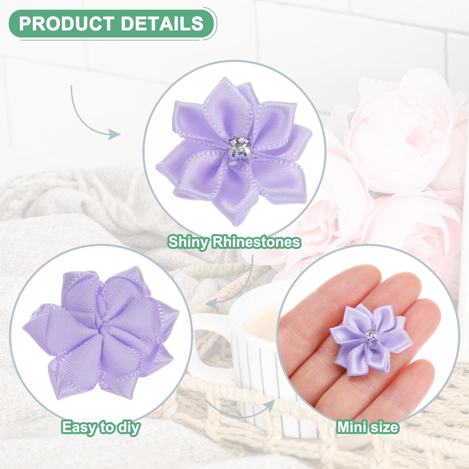 M METERXITY 150-pack Satin Ribbon Flowers - Image 2