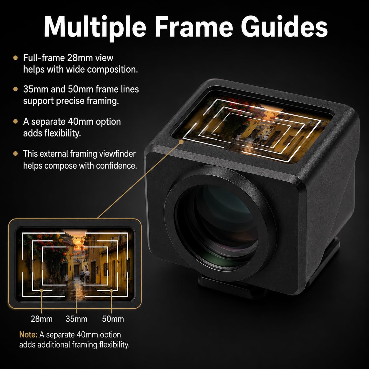 Mirino ottico della fotocamera all'altezza della vita, FOV da 28 mm