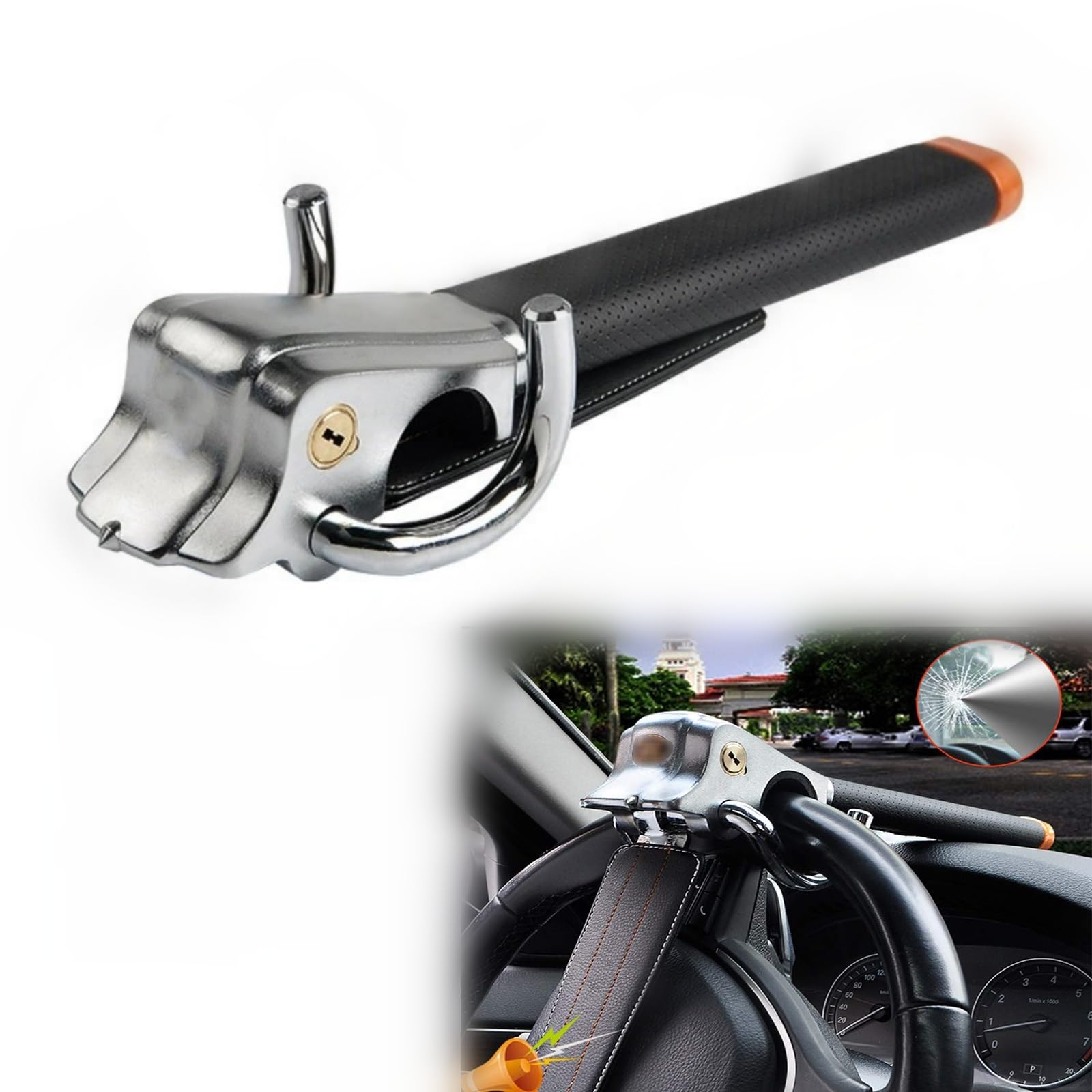 Canne Antivol Voiture Bloque Volant, pour Mini Countryman 2010-2017, Barre Bloque Volant, Robuste, Ajustement Universel, 2 Clés,B-Black