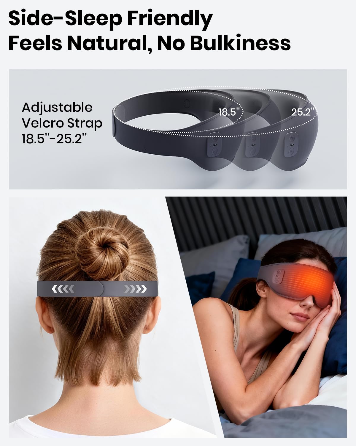 Maschera per gli occhi riscaldata, senza fili, elettrica, per alleviare gli occhi secchi, blocco della luce 3D, 3 livelli di calore, impacco caldo e cuscinetto riscaldante per gli occhi, maschera per