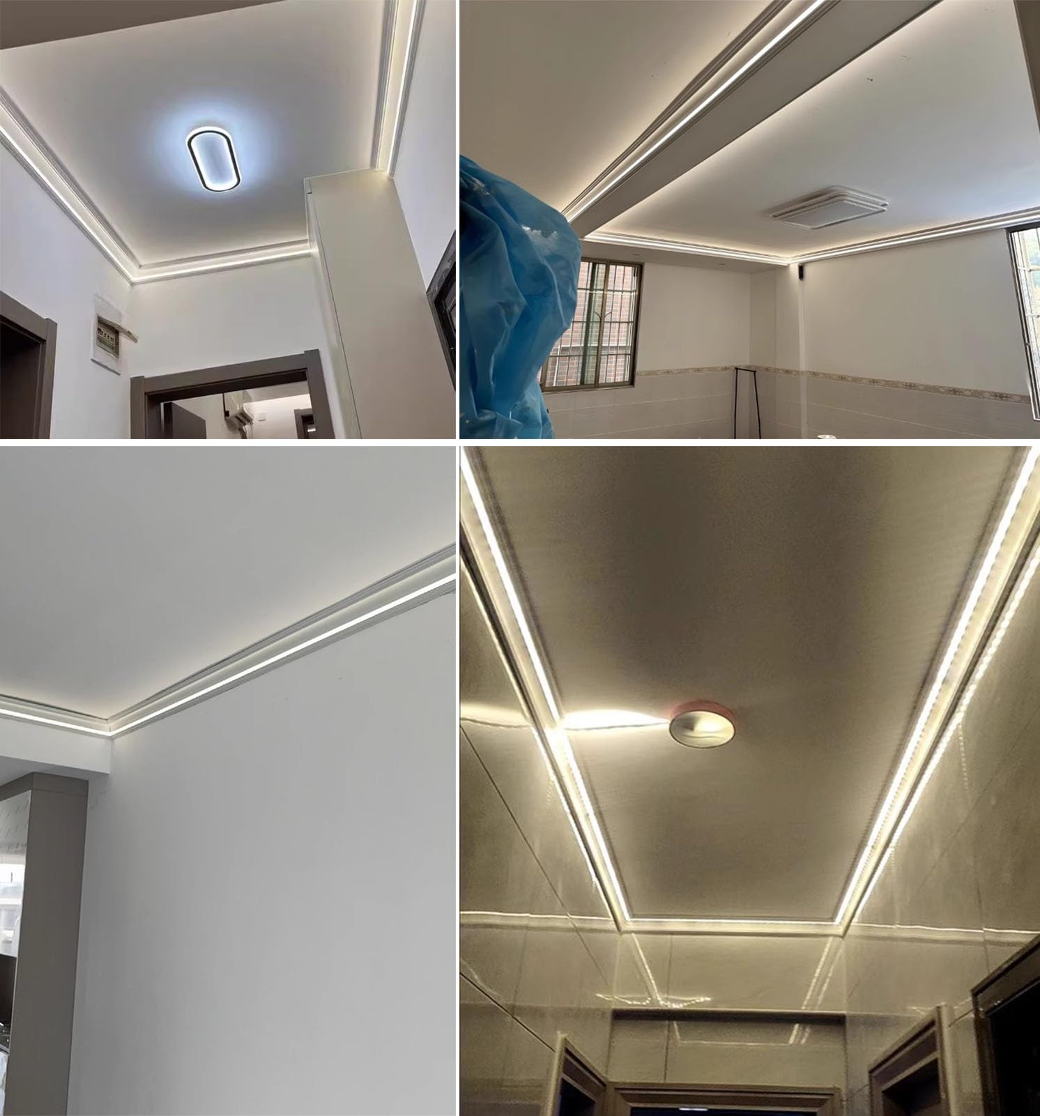 Led Profile Aluminiowa Listwa Sufitowa LED z Kanałem Świetlnym, Profil LED na Dwie Taśmy z Mleczną Osłoną, Dekoracyjna Wnęka Liniowa do Oświetlenia Pośredniego(2.8 m(9ft))