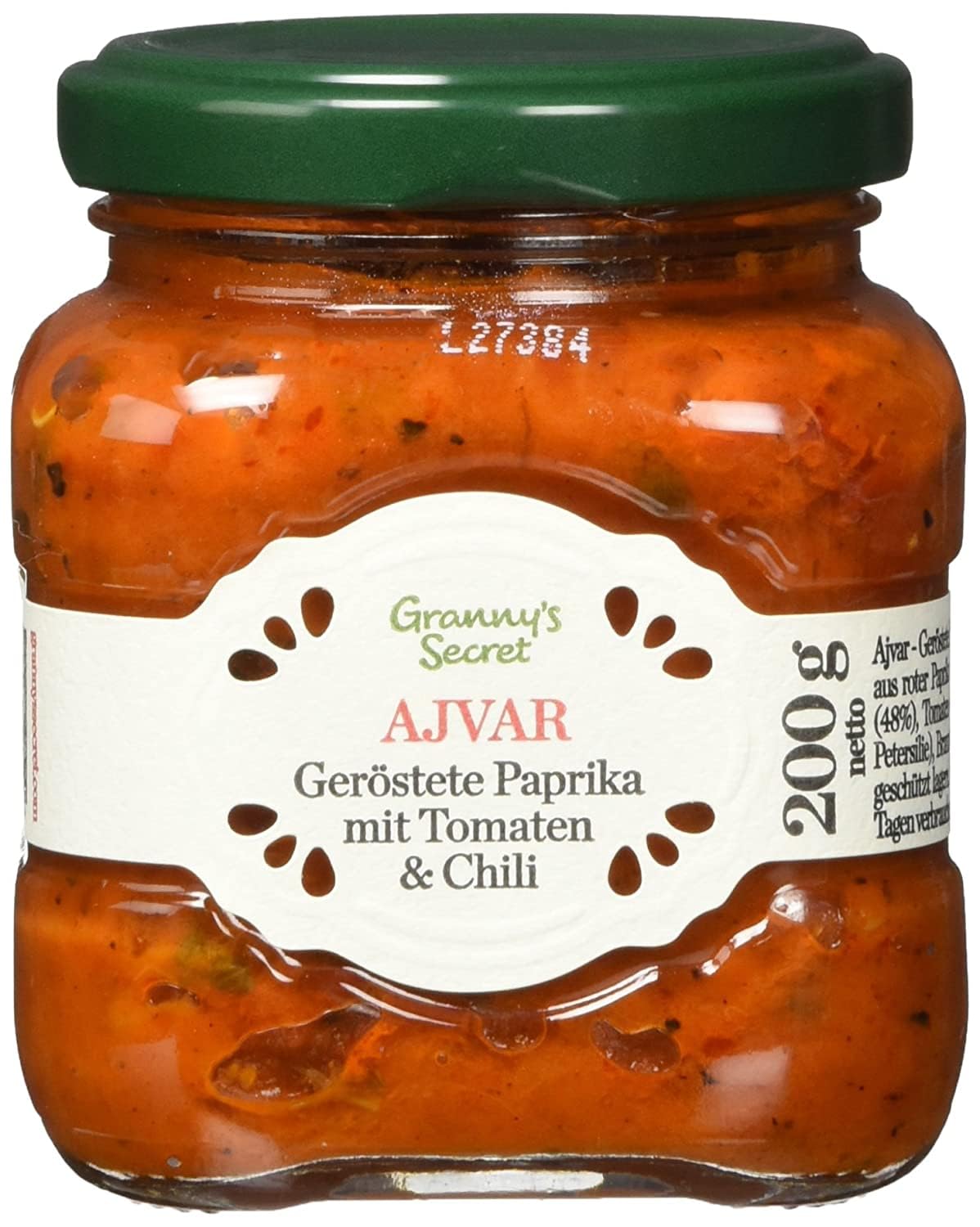 Granny's Secret Ajvar, pimientos asados, pimientos asados ​​con chile, pimientos asados ​​con tomates y chiles, paquete de 3 (3x200g)