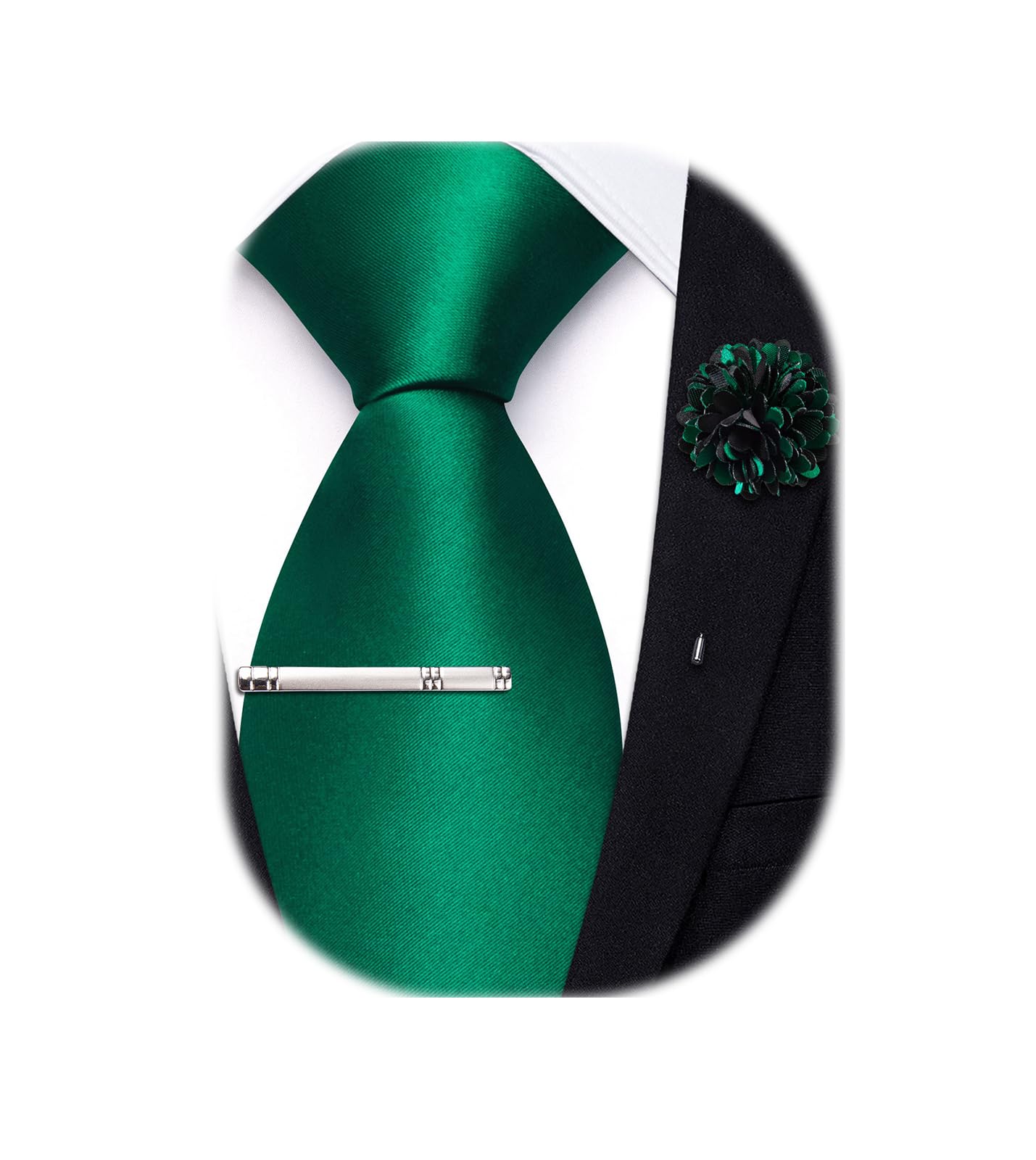 Hi-Tie Pretied Boys Ties Solid Color Kids Adjustable Necktie Lapel Pin Clip Set Age 8-12 Wedding School Graduation