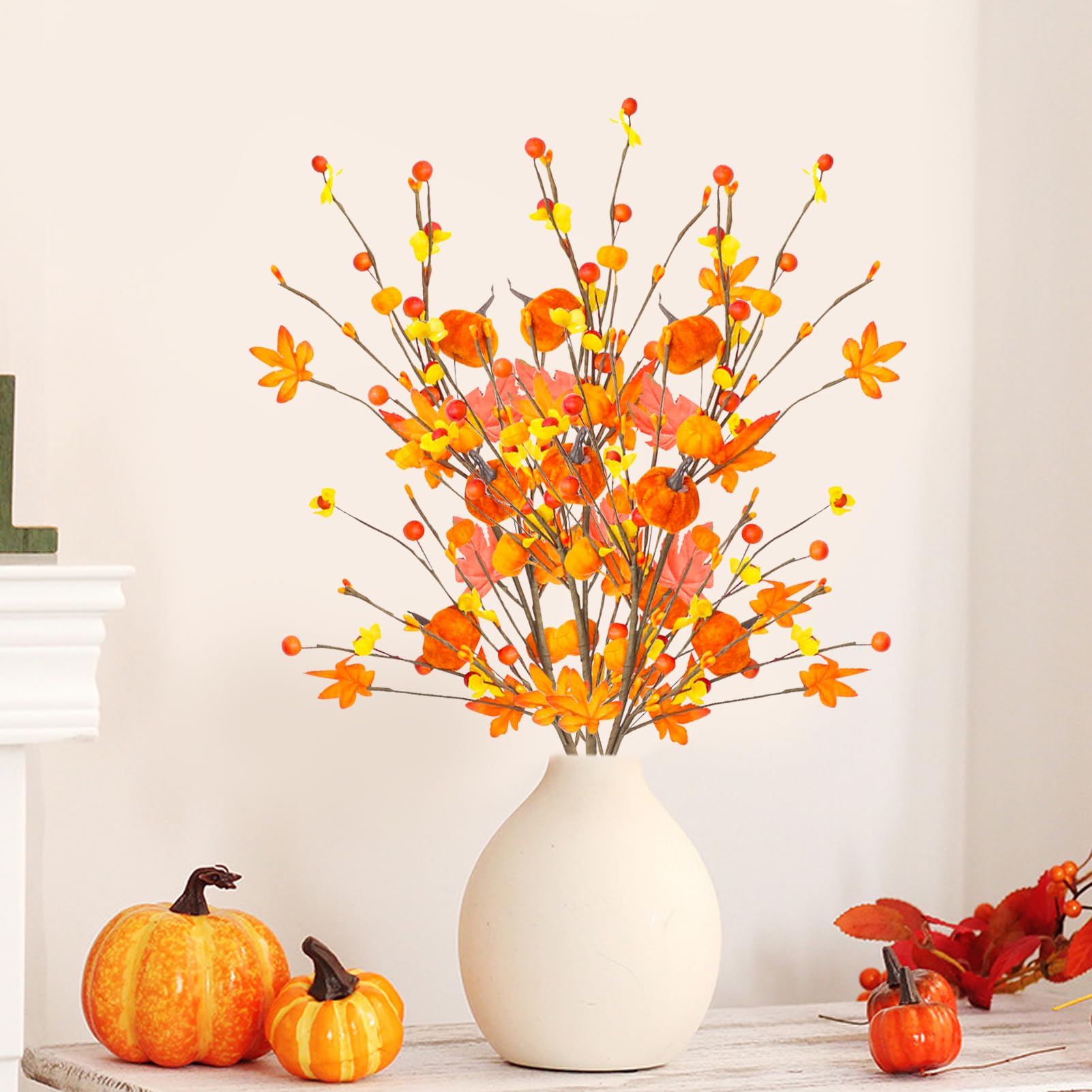 Kürbis Deko Herbst - Künstliche Herbstblumen & Gräser Im Kürbis Arrangement