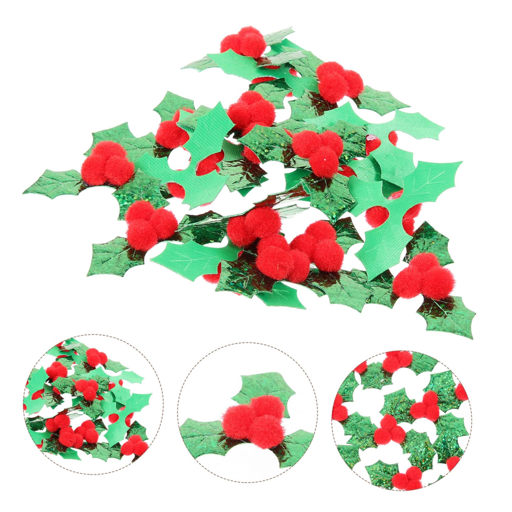 Amosfun 4 Ensembles Décoration De Feuilles De Noël Décor d'arbre De Noël Embellissements De Baies De Houx Fabriquer Une Feuille De Houx Tissu Feuilles Décor De Baies Chiffon 100 Pièces X 4