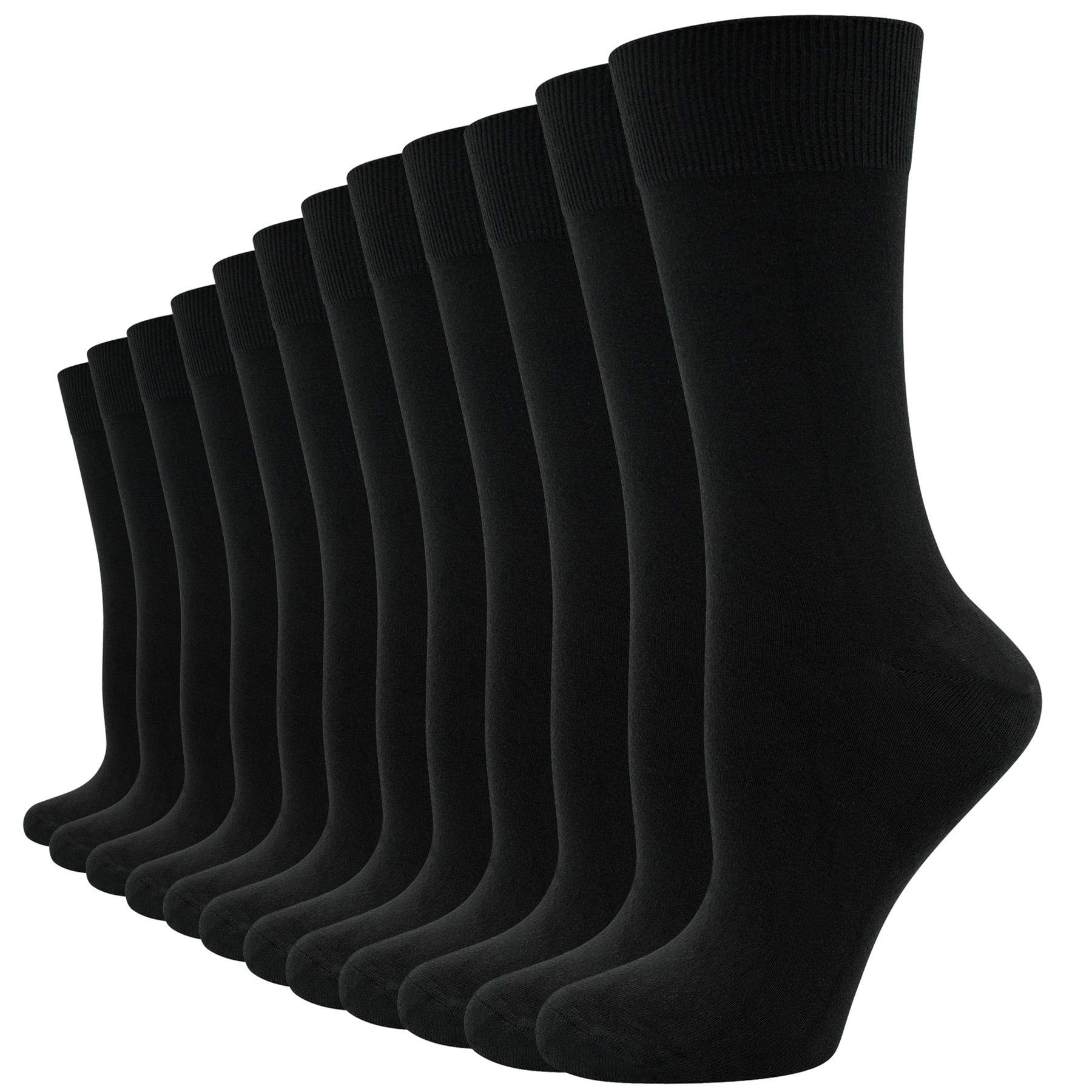 Soxy Women's Multi Bamboo Socks - 12 Pairs - Super Soft Extra Fine Anti Bacterial Socks - Black - Uk Size 4-6