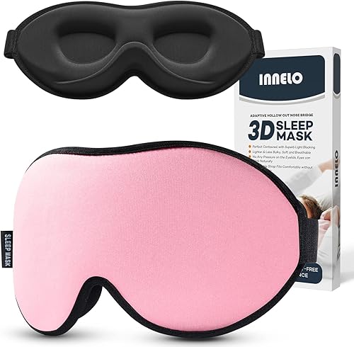 INNELO Antifaz para dormir de lado Copa contorneada 3D para mujeres y hombres 100% bloqueo de luz, suave, sin presión para viajes, siesta, yoga,