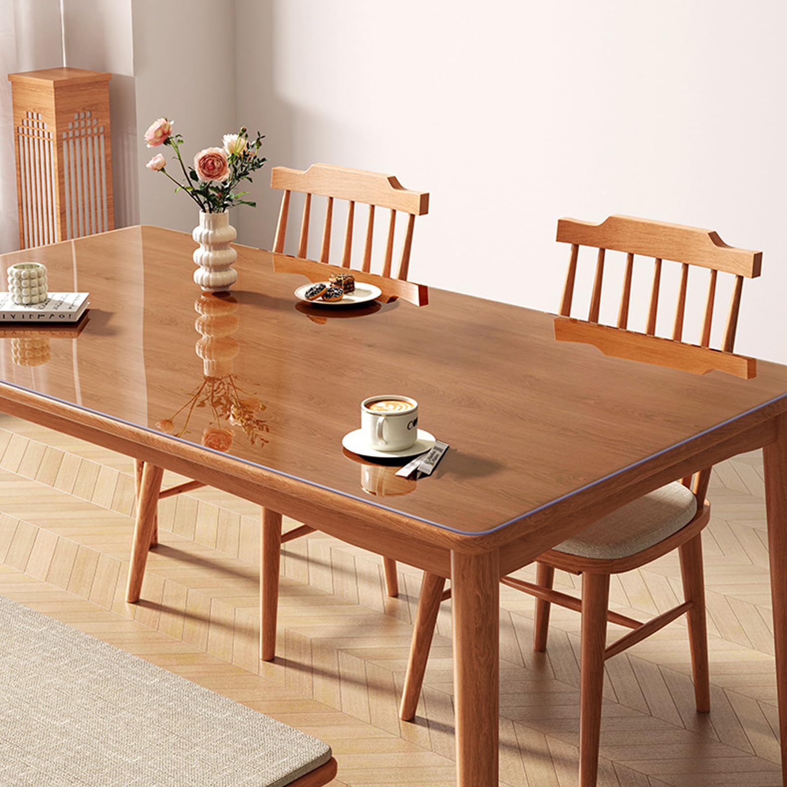 Tappetino Trasparente per Ufficio,Spessore 0.6/0.8/1.3/2 mm,Sottomano da Scrivania Trasparente in PVC,Tovaglietta Protettiva Trasparente in PVC,per Sedia da Ufficio per Cucina Corridoio