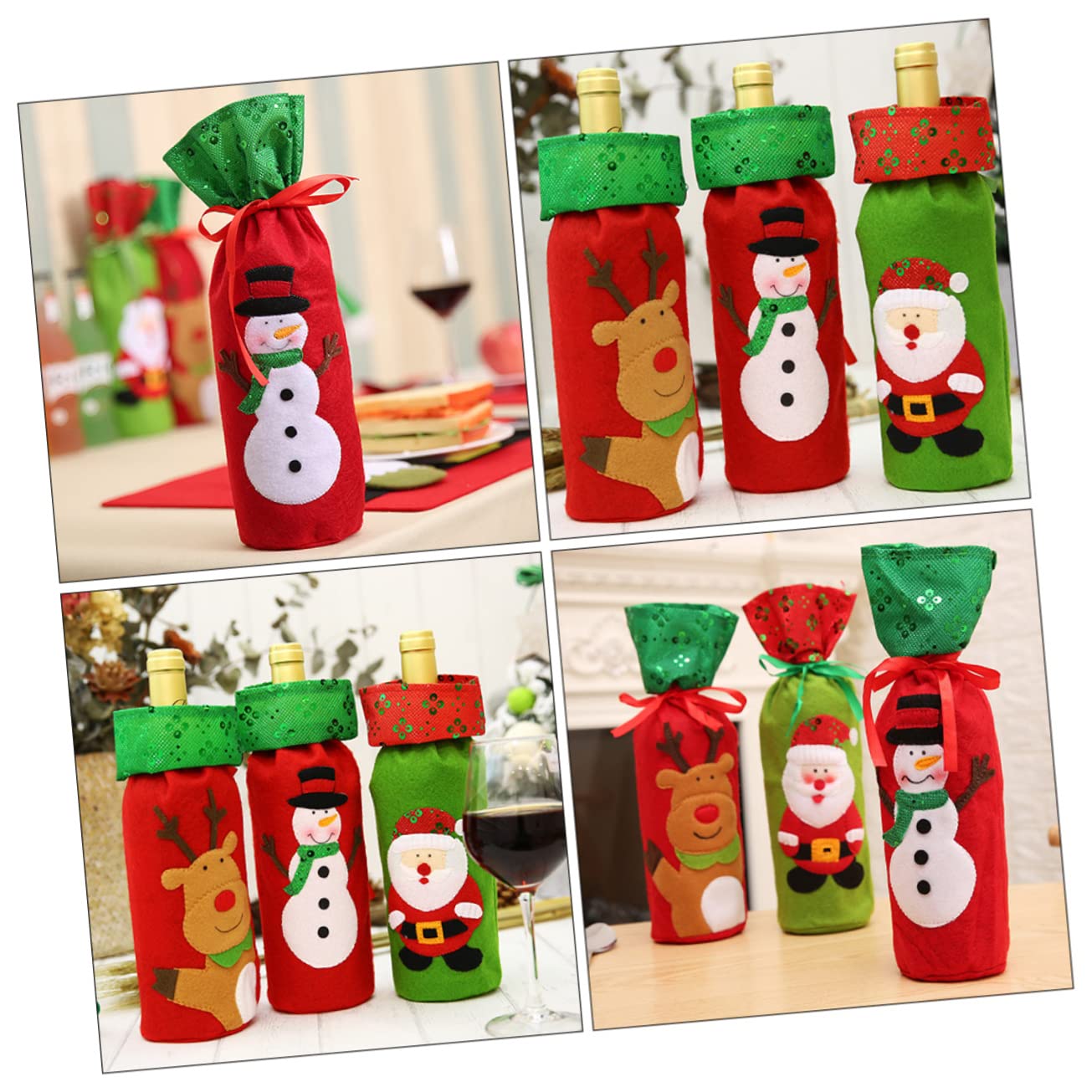 TOPBATHY 18 Pcs De Bouteille De Vin De Noël Housse De Bouteille De Vin à Cordon De De Noël Sacs à Cordon à Couvre-s Créatifs Sacs à à Plastique