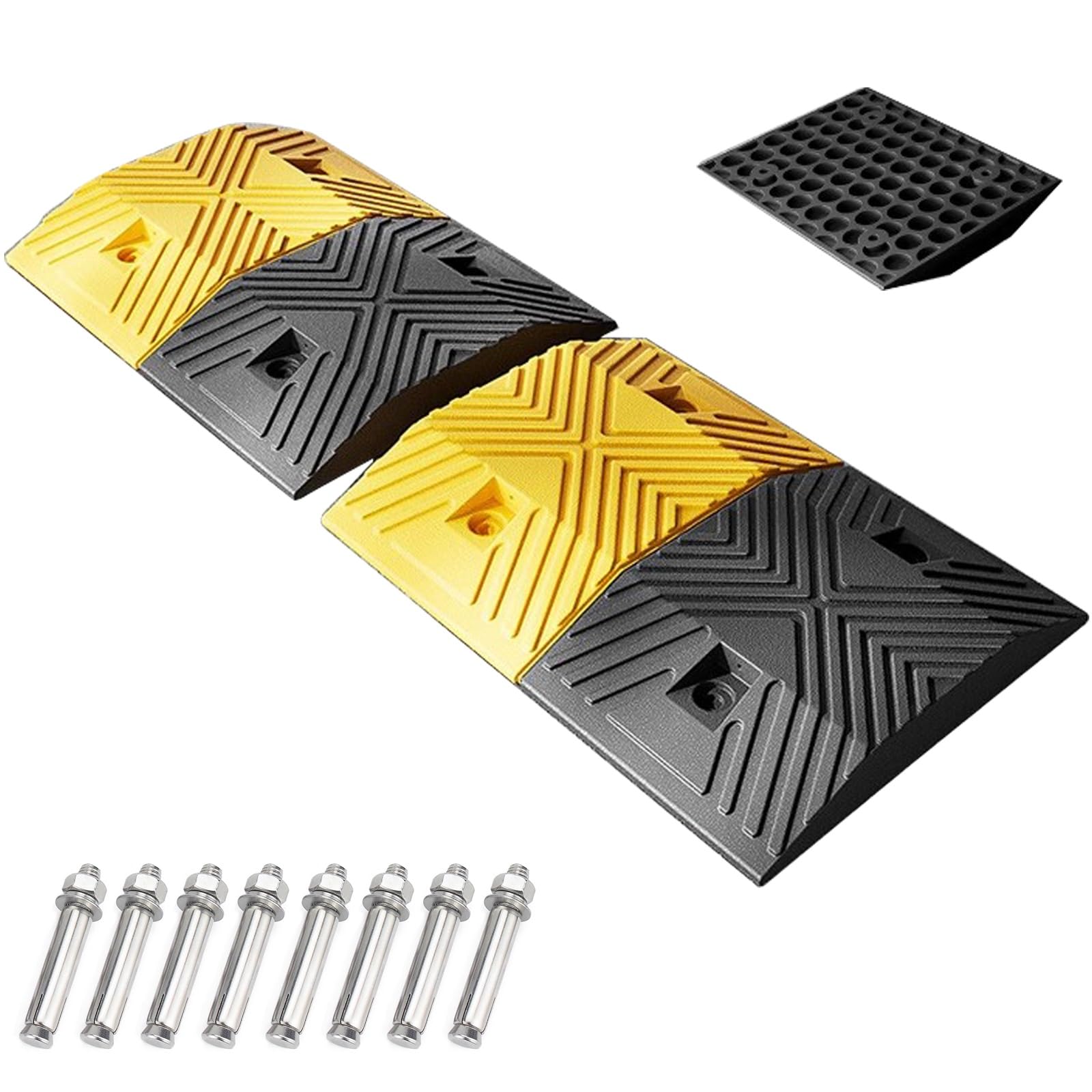 WXXZCE 2Pcs 50cm Dossi Artificiali in Gomma, Dossi Rallentatori for Impieghi Gravosi Dossi Stradali Modulari, per Strade, Garage, Asfalto, Cemento, Ghiaia, capacità di Carico 200 T