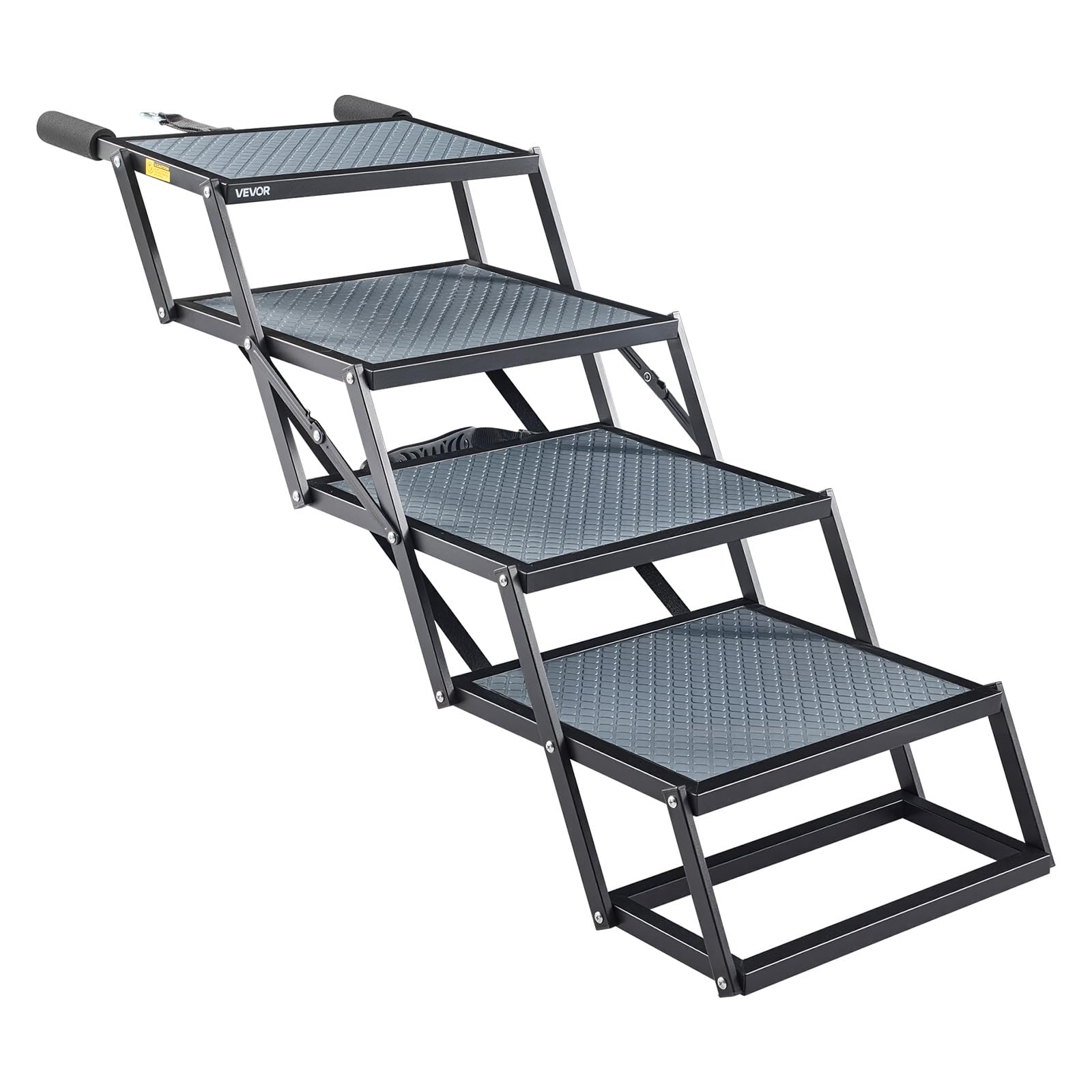 VEVOR Escalera para Perros Plegable para Coche, 4 Peldaños, Rampa para Perros, Capacidad de Carga de 181 kg, Escalones Antideslizantes, Altura Ajustable, Escalera Portátil para Subir a SUVs Camas Sofá