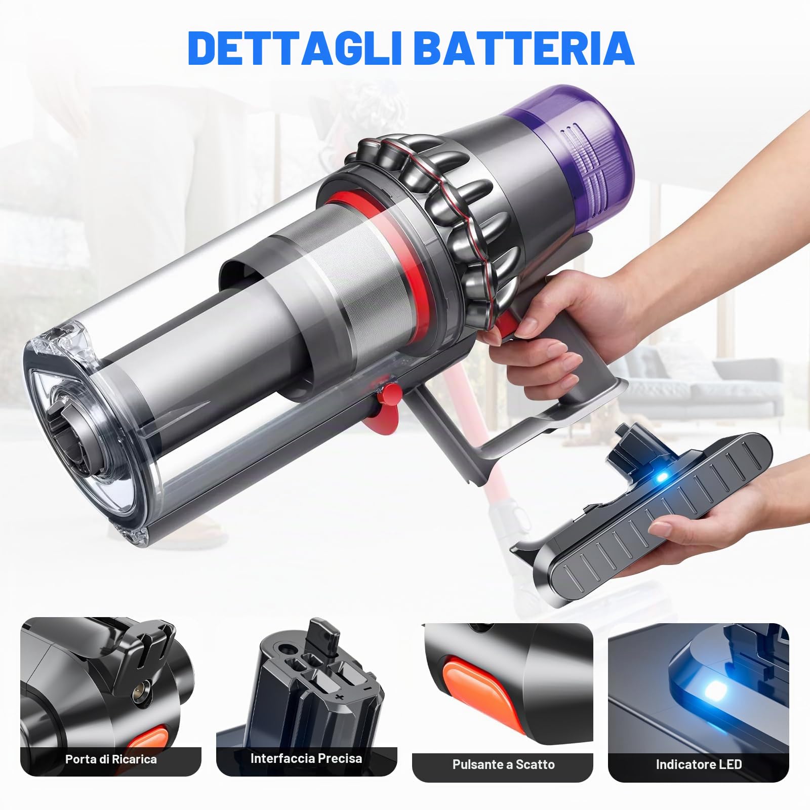 Batteria per Dyson V11, Batteria V11 (versione a innesto) Batteria di Ricambio per Dyson Animal/Absolute/Motorhead/Fluffy/Aspirapolver | Aspirapolvere manuale V15 agli ioni di litio Animal/Absolute/Motorhead/Fluffy
