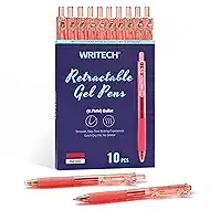 WRITECH Retractable Gel Ink Pens: 0.7mm Medium Point Red-Ink Color Pen for Journaling Smooth Writing Fine Tip Quick-dry Ink No Bleed Set 10ct