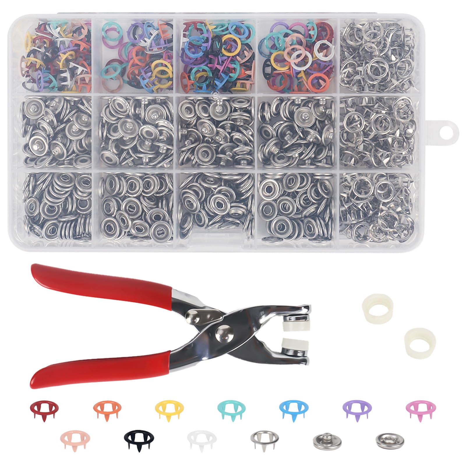 Kit De Botones De Presión Con Alicates - 200 Juegos, Metal, Sin Costura, Para Ropa Y Manualidades