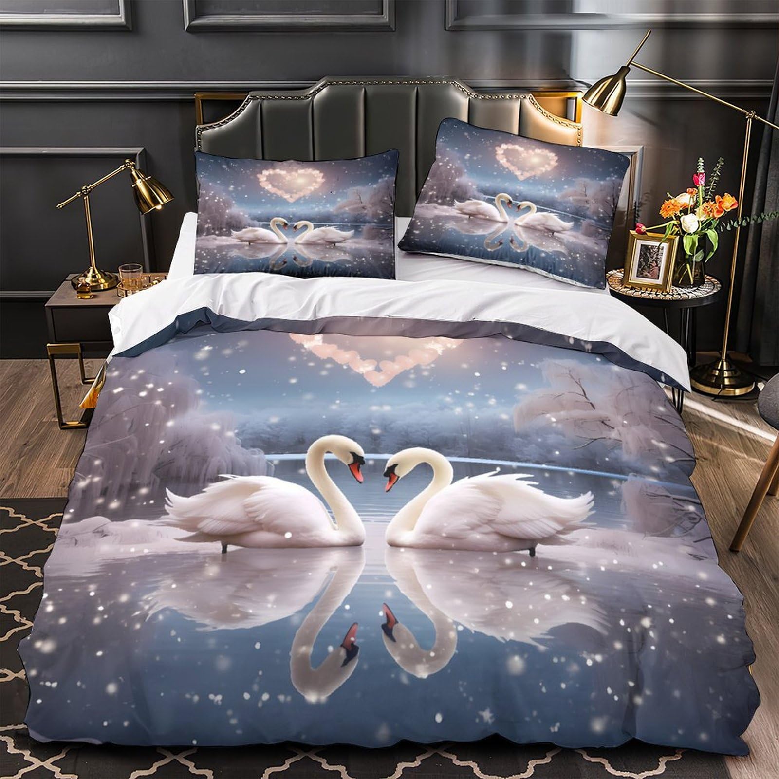 Drap de couette 3 pièces microfibre 220x240cm housse de couette adultes et famille King 3D