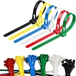 LELE LIFE Reusable Zip Ties 8 Inch, 120pcs Colored Zip Tie Heavy Duty Outdoor Small Cable Ties, Releasable Tie Wraps, Wire Ties Removable for Cord Management (8 Inch)