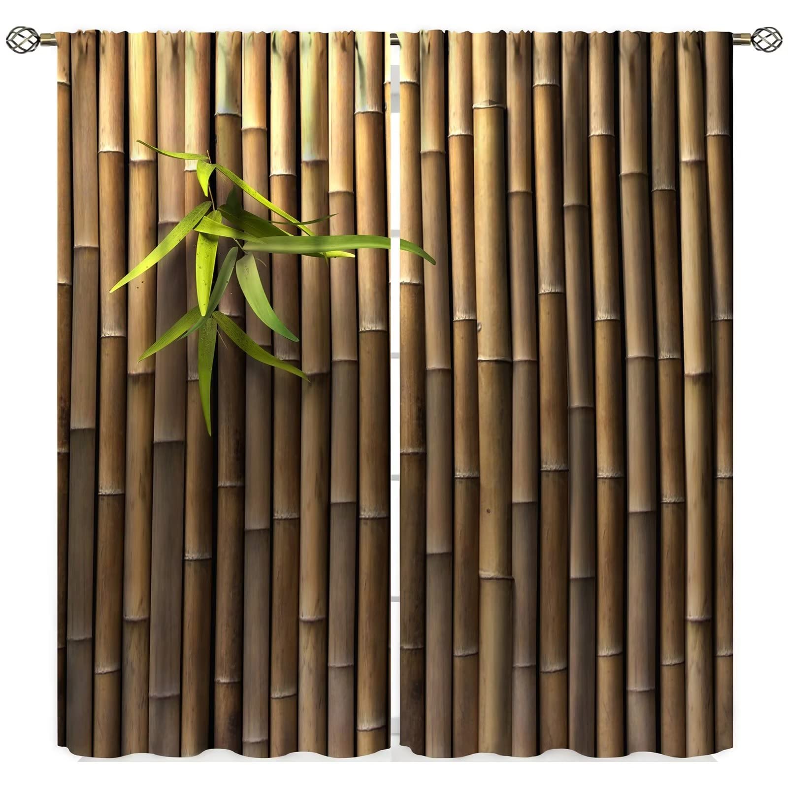 Spa Curtains, Orchid Flowers with Bamboo Branches in Vibrant Colors Practice Themes, Living Room Bedroom Window Drapes 2 Panel Set, 55" X 63"